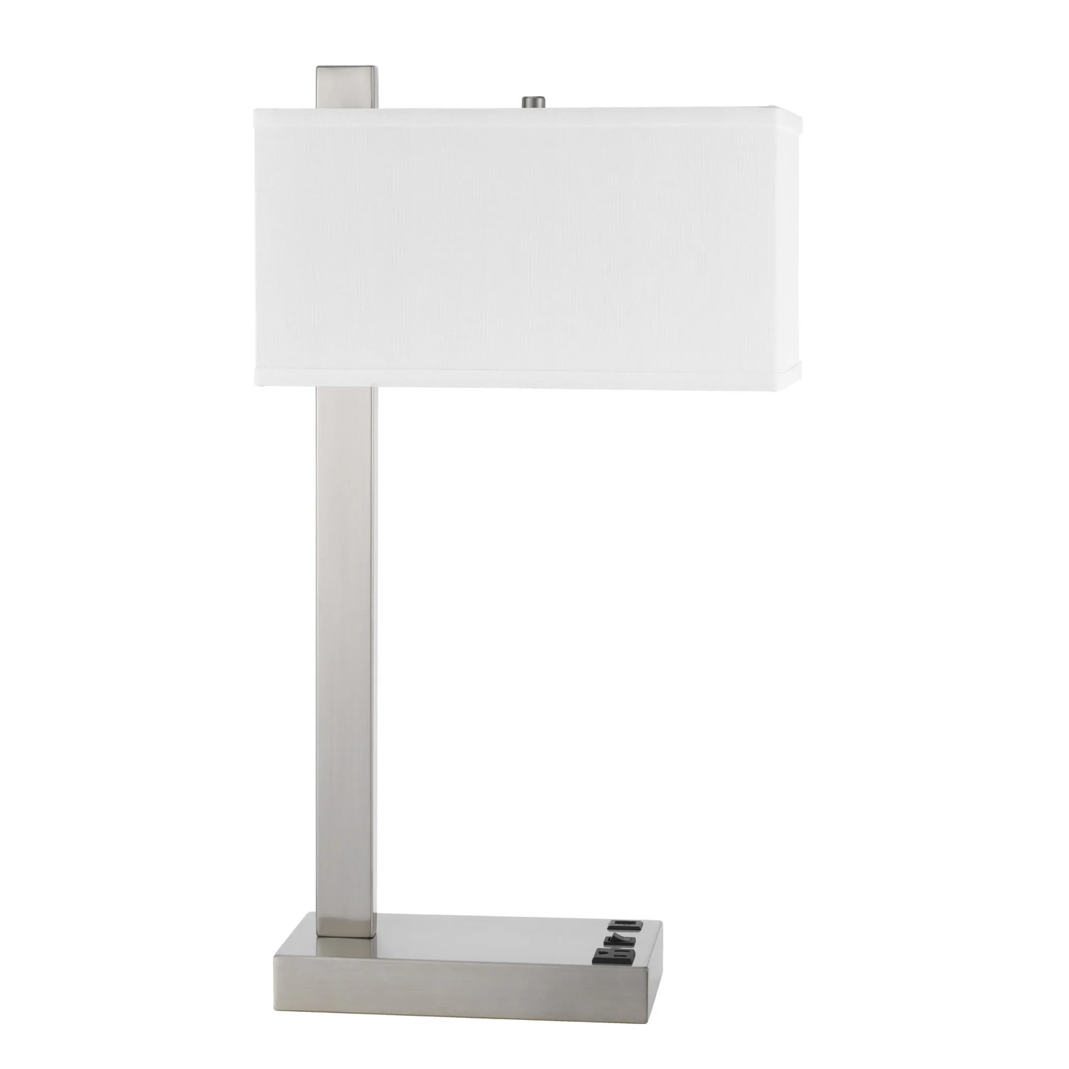 25" Nickel Metal Desk USB Table Lamp With White Shade - Image 2