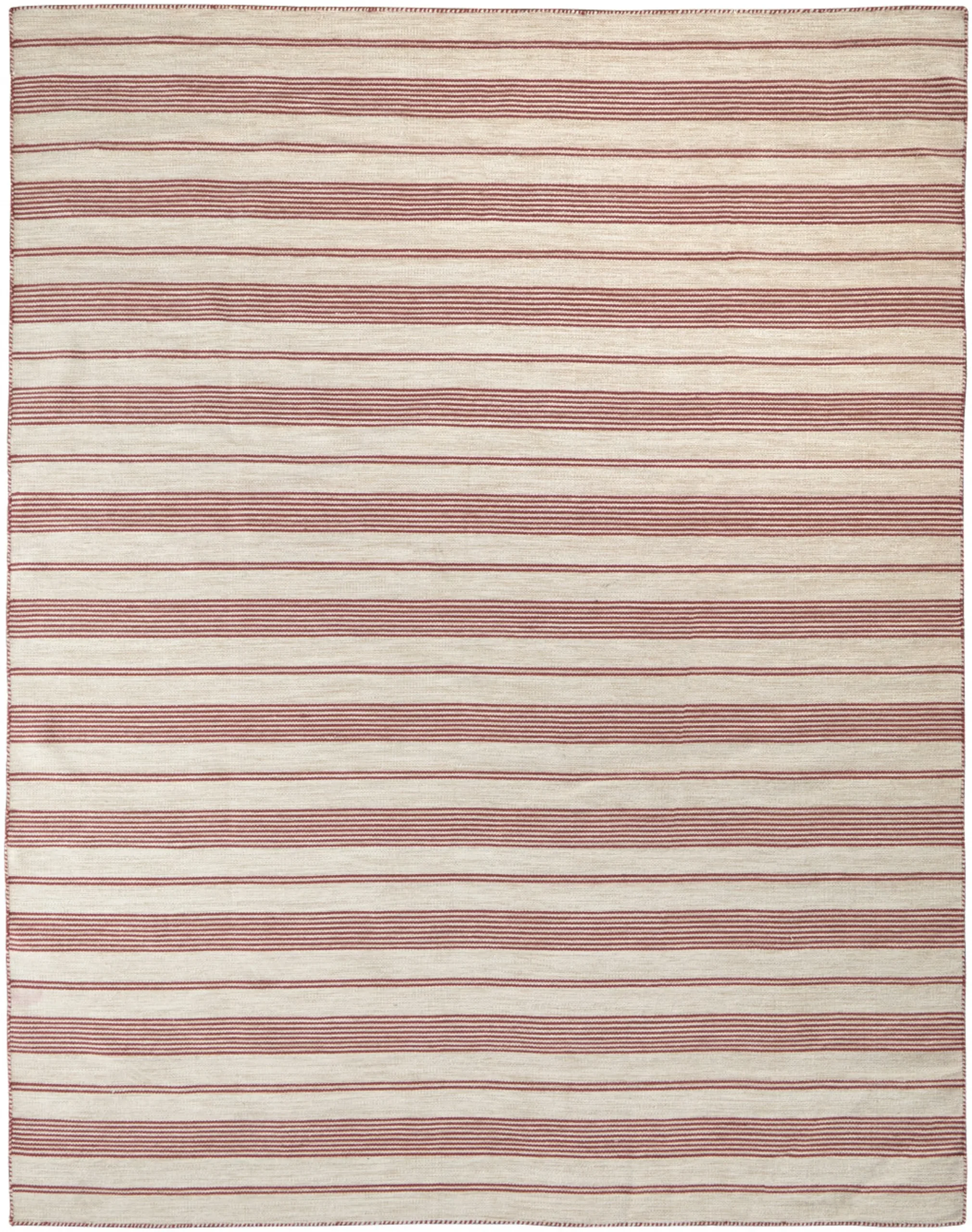 10' X 14' Red And Ivory Striped Dhurrie Hand Woven Stain Resistant Area Rug - Image 2