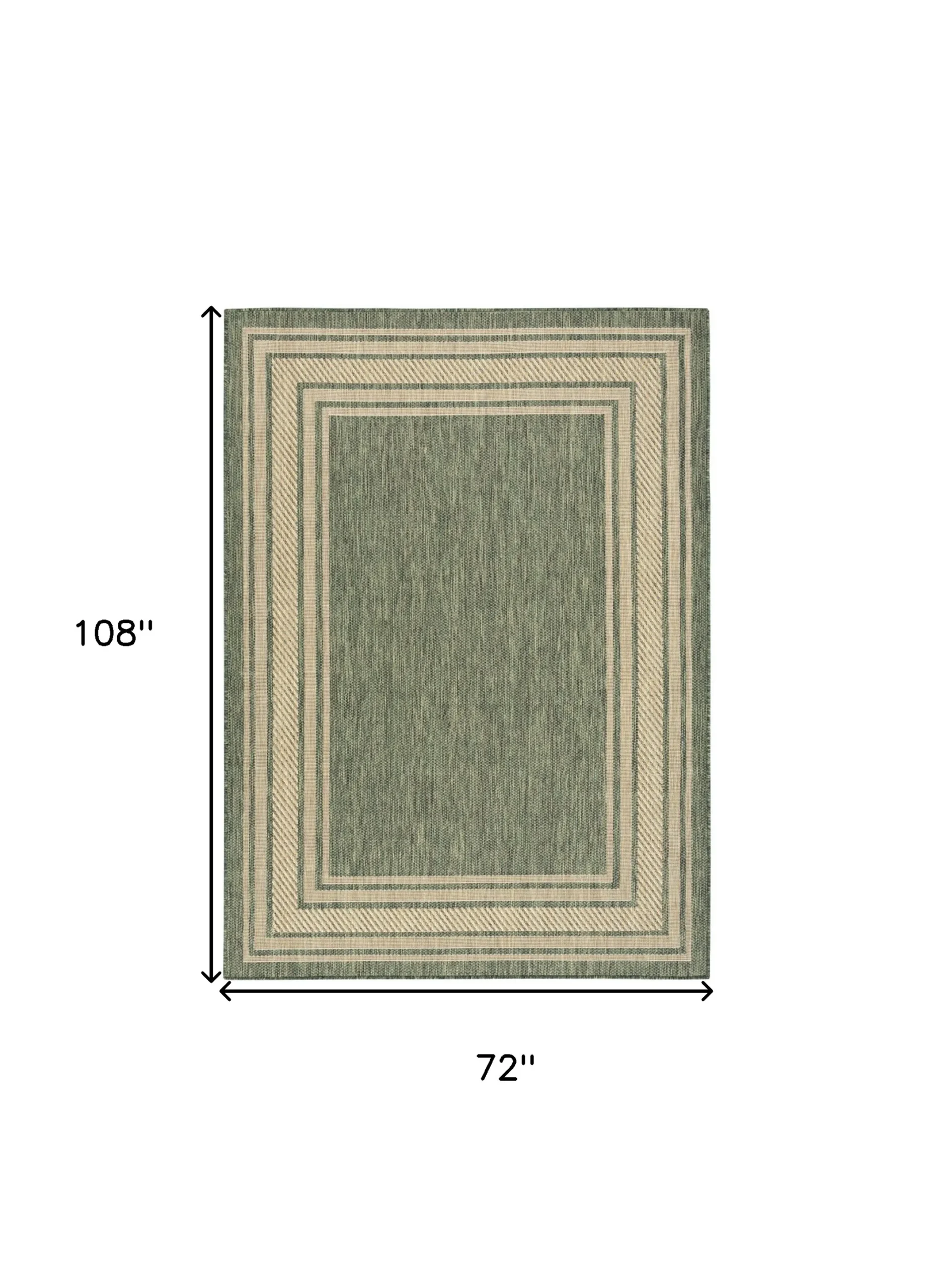 6' X 9' Green Geometric Indoor Outdoor Area Rug - Image 2
