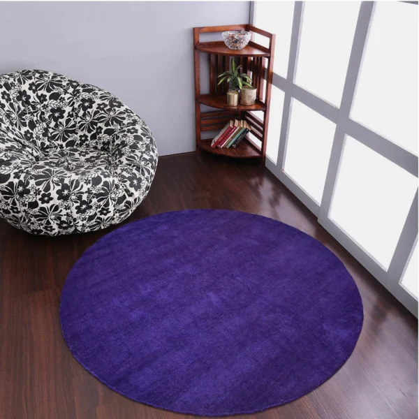 Rugsotic Carpets Hand Knotted Loom Silk Mix Round Area Rug Solid