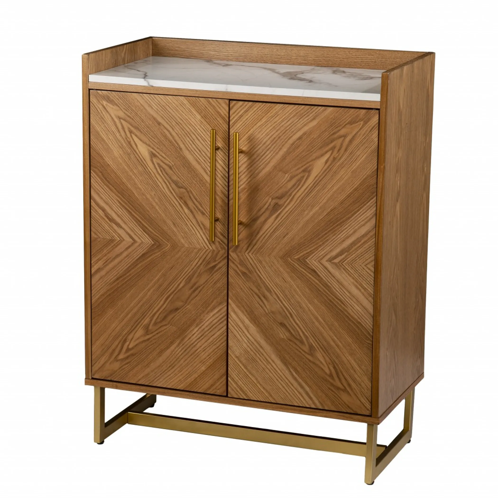 Retro Gold Natural and Faux Marble Wine Cabinet - Image 2