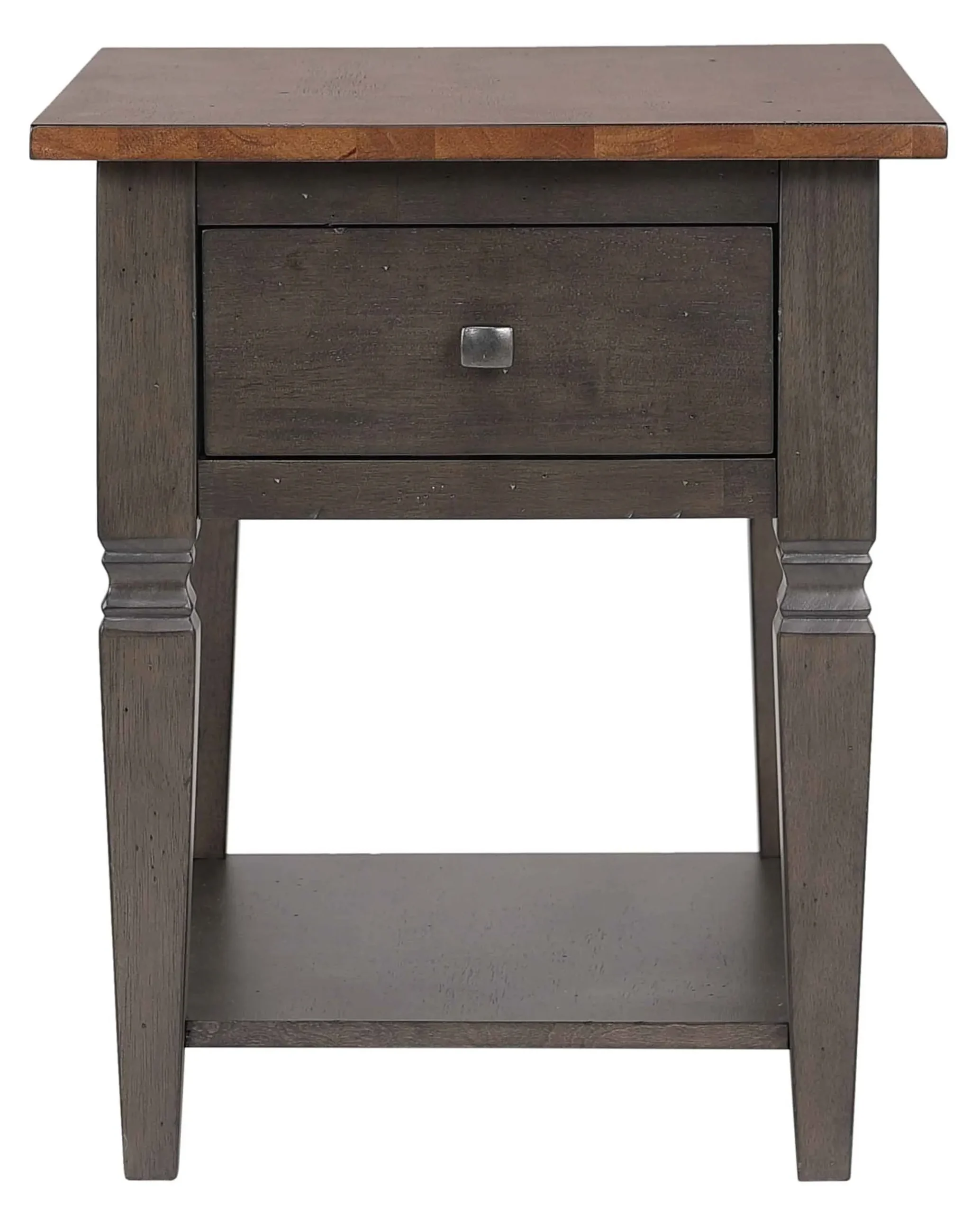 Sunset Trading Dakota Living Room End Table with Drawer and Shelf Storage | 20"W Sofa Sidetable | Two-Tone Distressed Brown and Ash Gray Solid Wood B. - Image 3