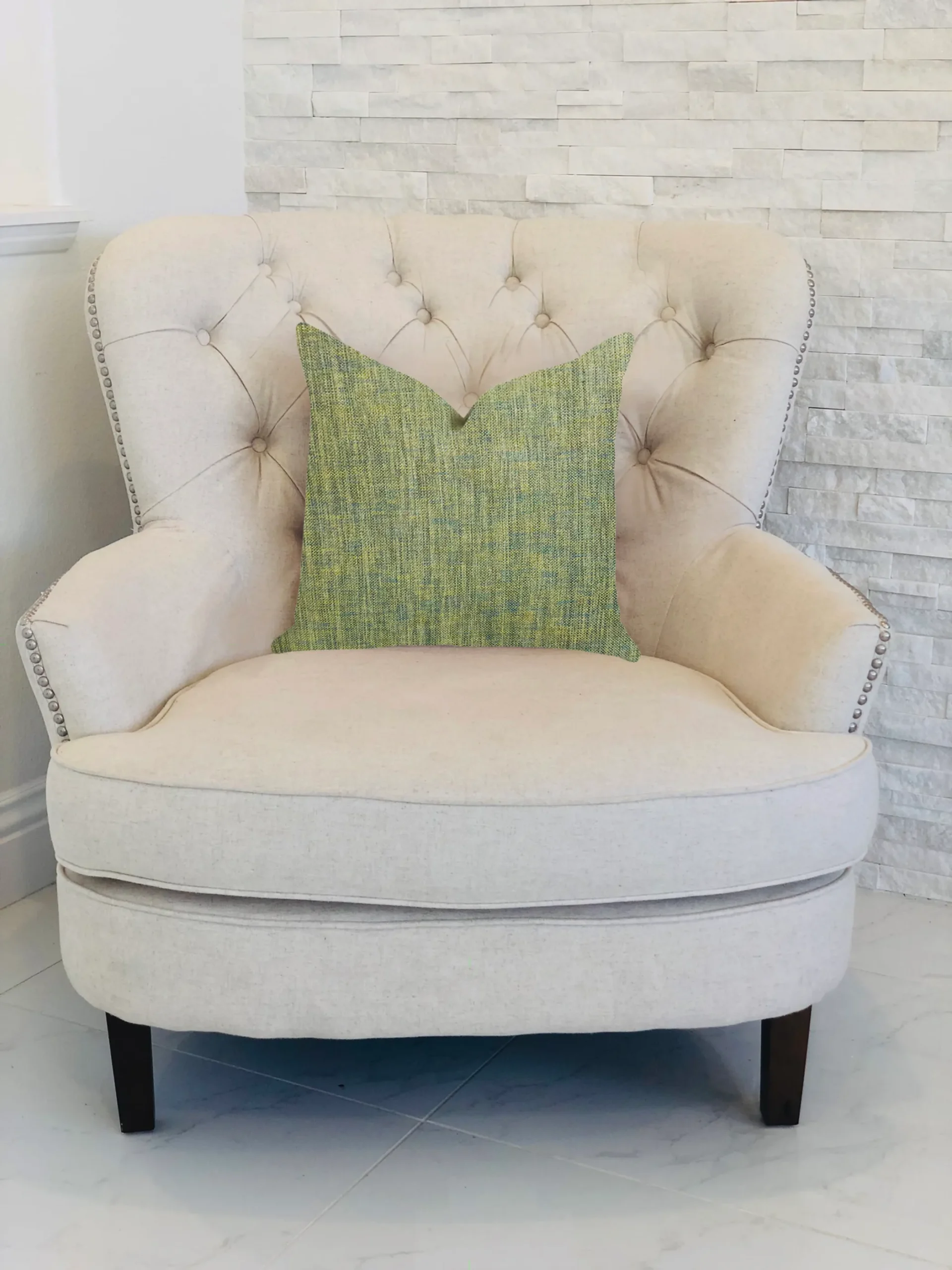 Plutus Mango Bliss Luxury Throw Pillow in Green and Yellow Tones - Image 2