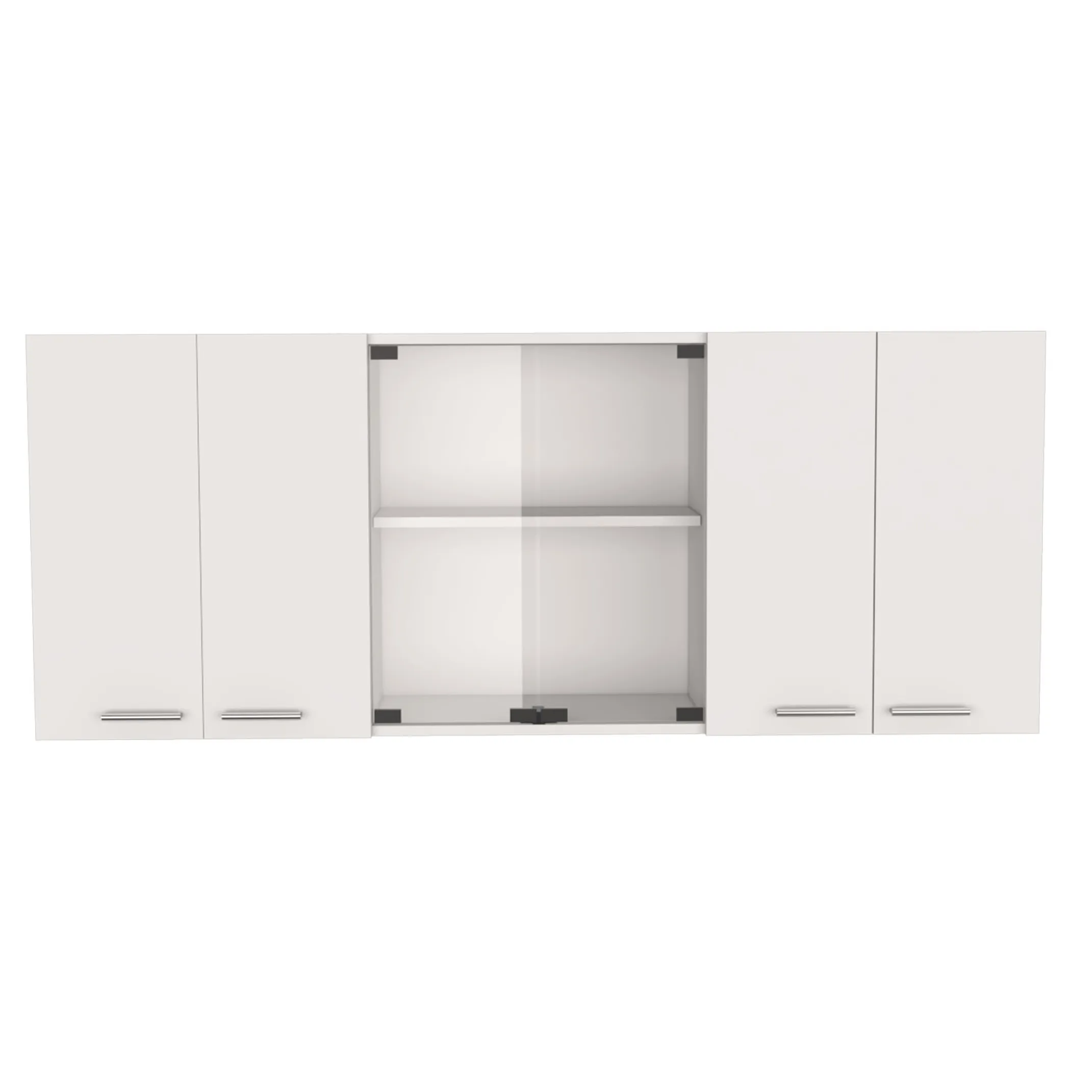 59" White Wood Wall Mounted China Cabinet With Six Doors - Image 2