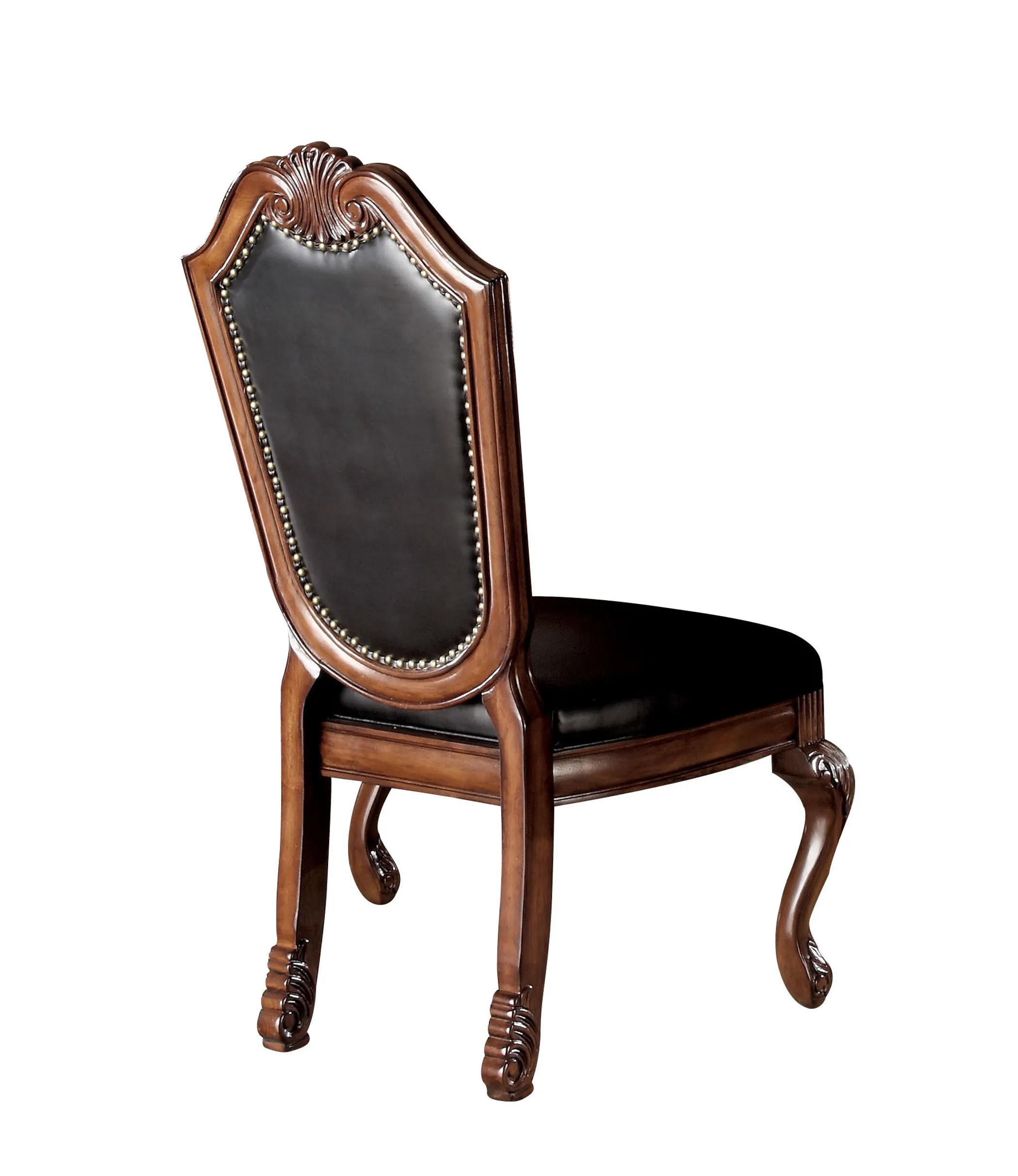 Set of Two Upholstered Faux Leather And Solid Wood Dining Side Chairs - Image 3