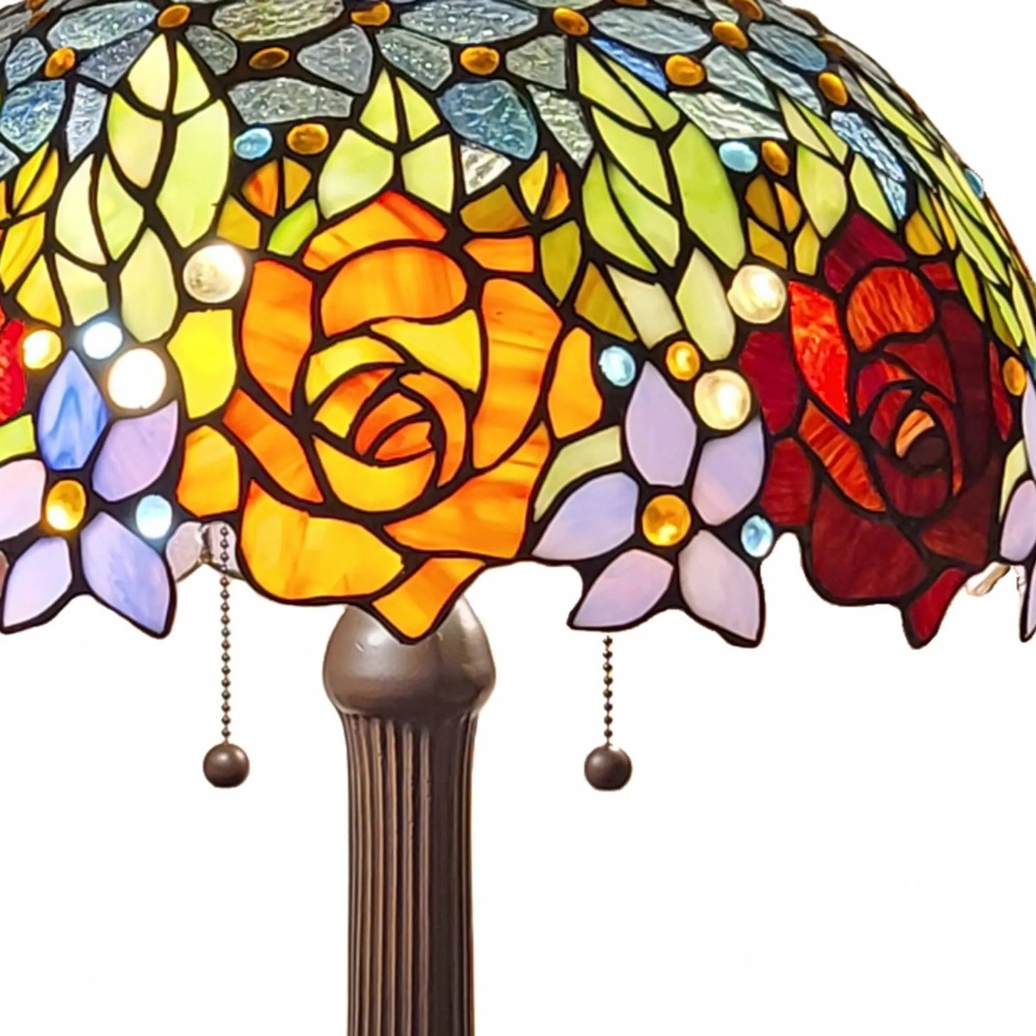 24" Dark Brown Metal Two Light Candlestick Table Lamp With Orange Shade - Image 4