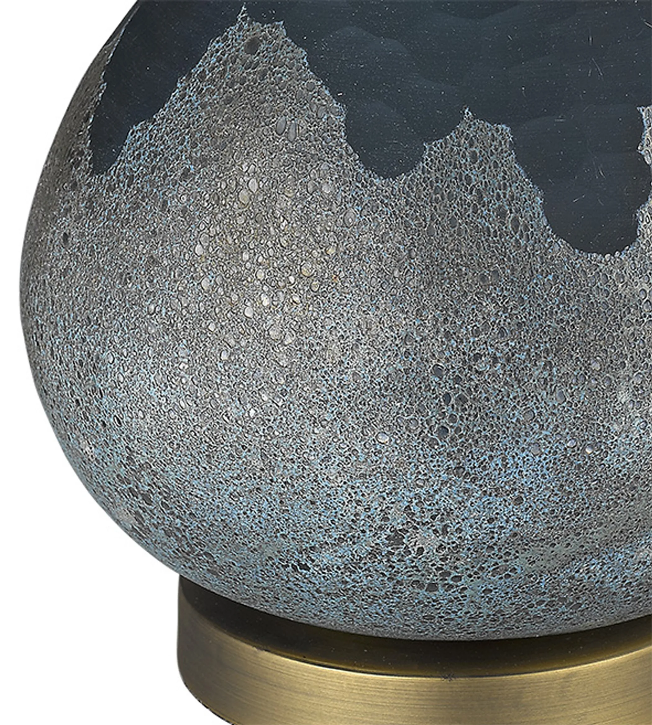 22" Teal Blue Concrete Gourd Table Lamp With Cream Empire Shade - Image 6