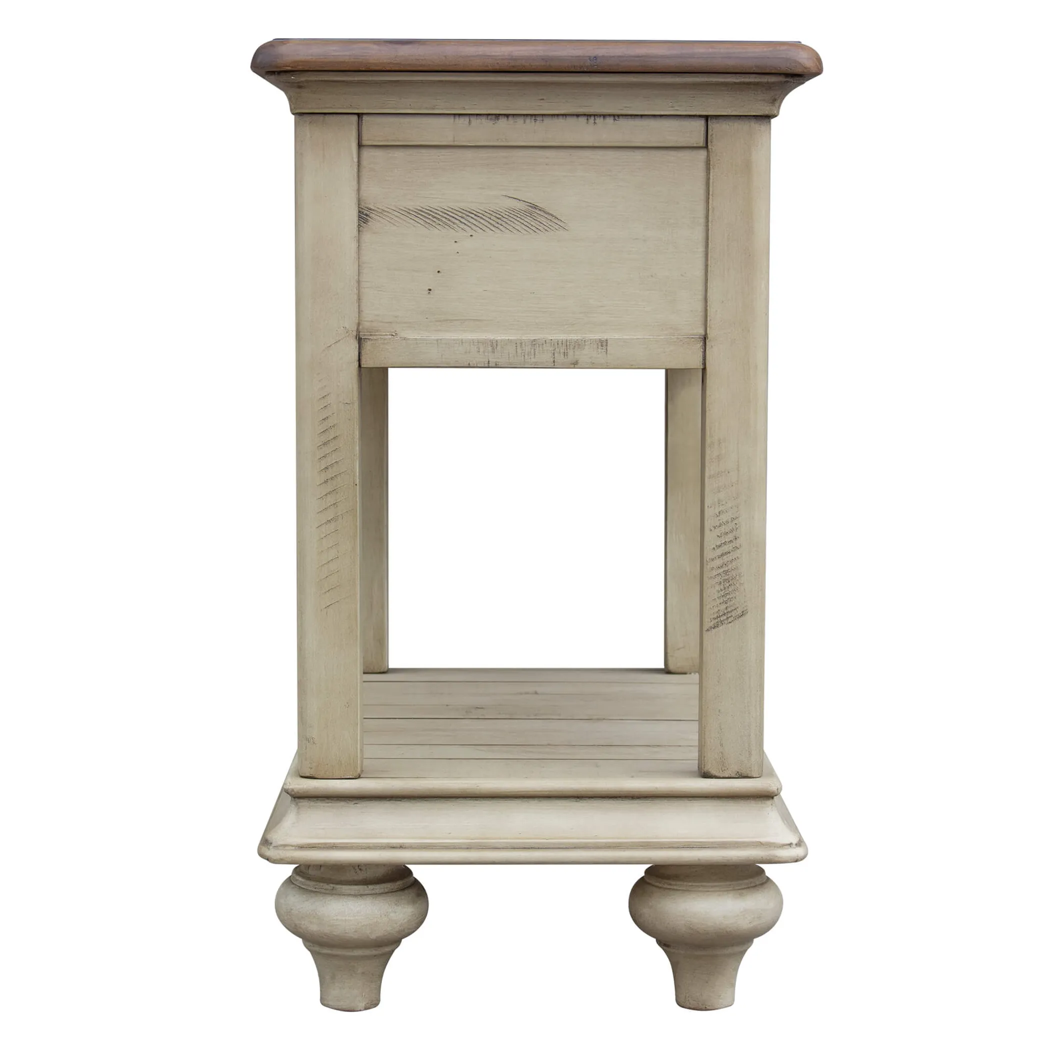 Sunset Trading Shades of Sand End Table | Fully Assembled | Narrow Nightstand | Drawer Shelf | Cream/Walnut Brown Solid Wood - Image 4