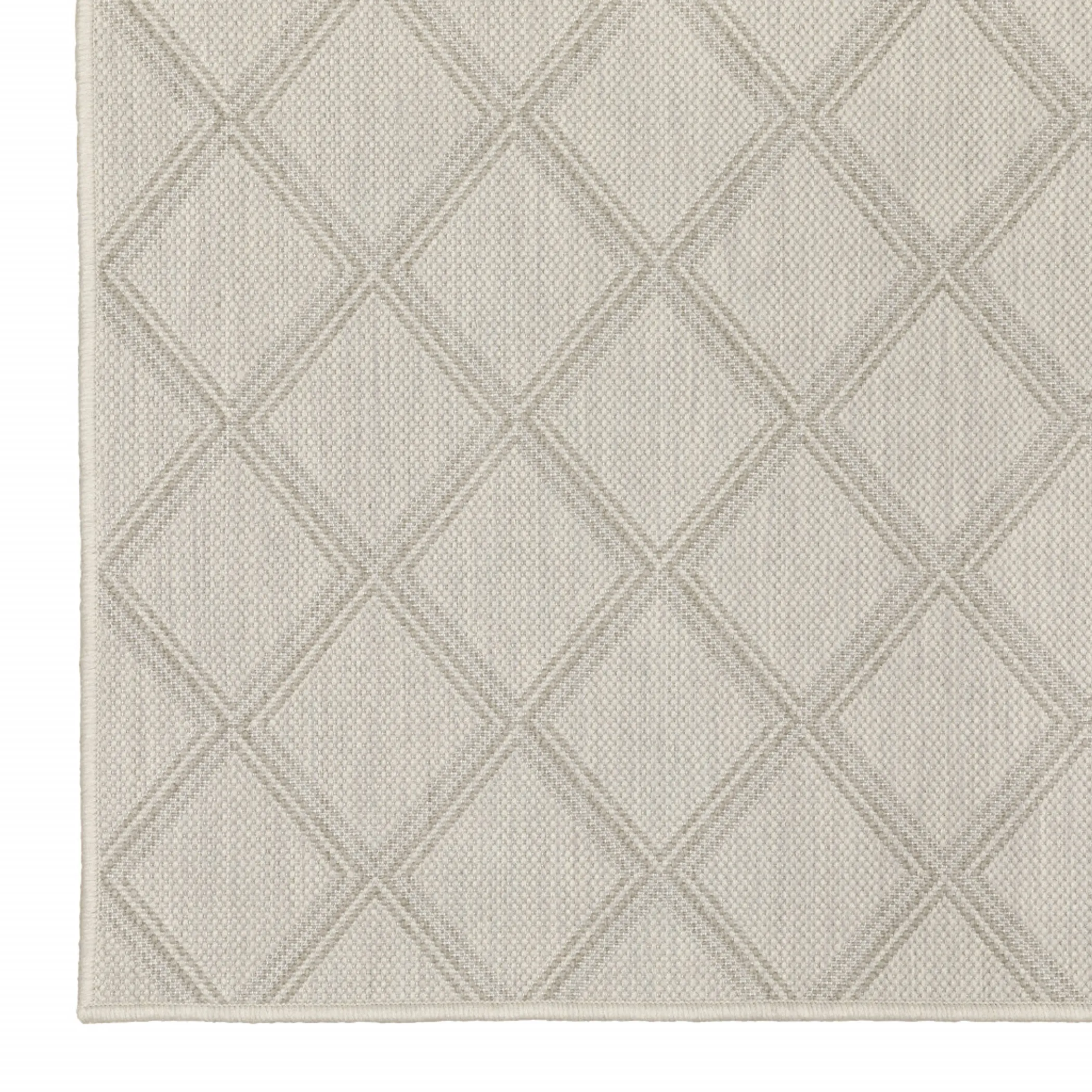 7' X 9' Gray and Ivory Geometric Stain Resistant Indoor Outdoor Area Rug - Image 2