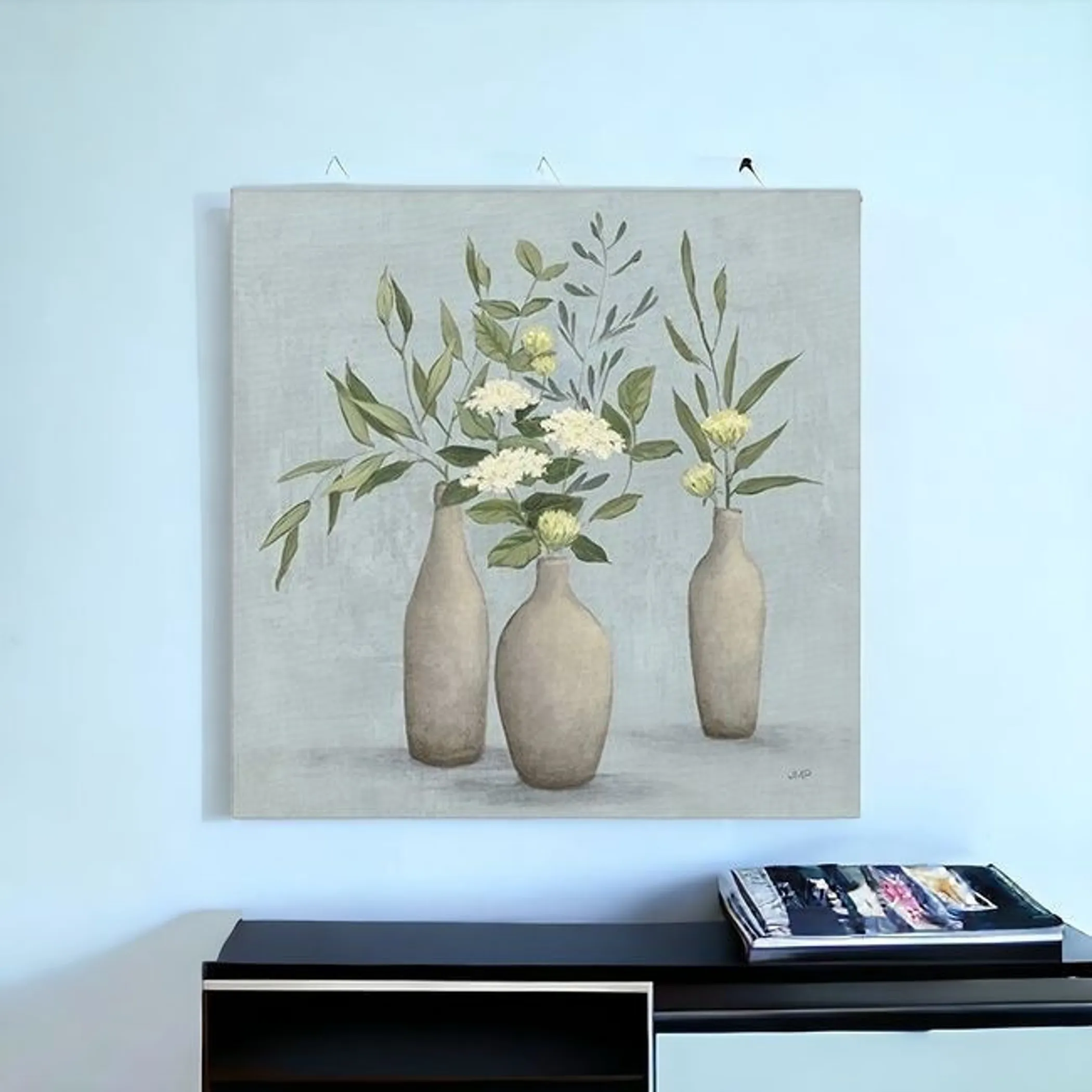 Bohemian Flowers In Ceramic Vases Unframed Print Wall Art - Image 3