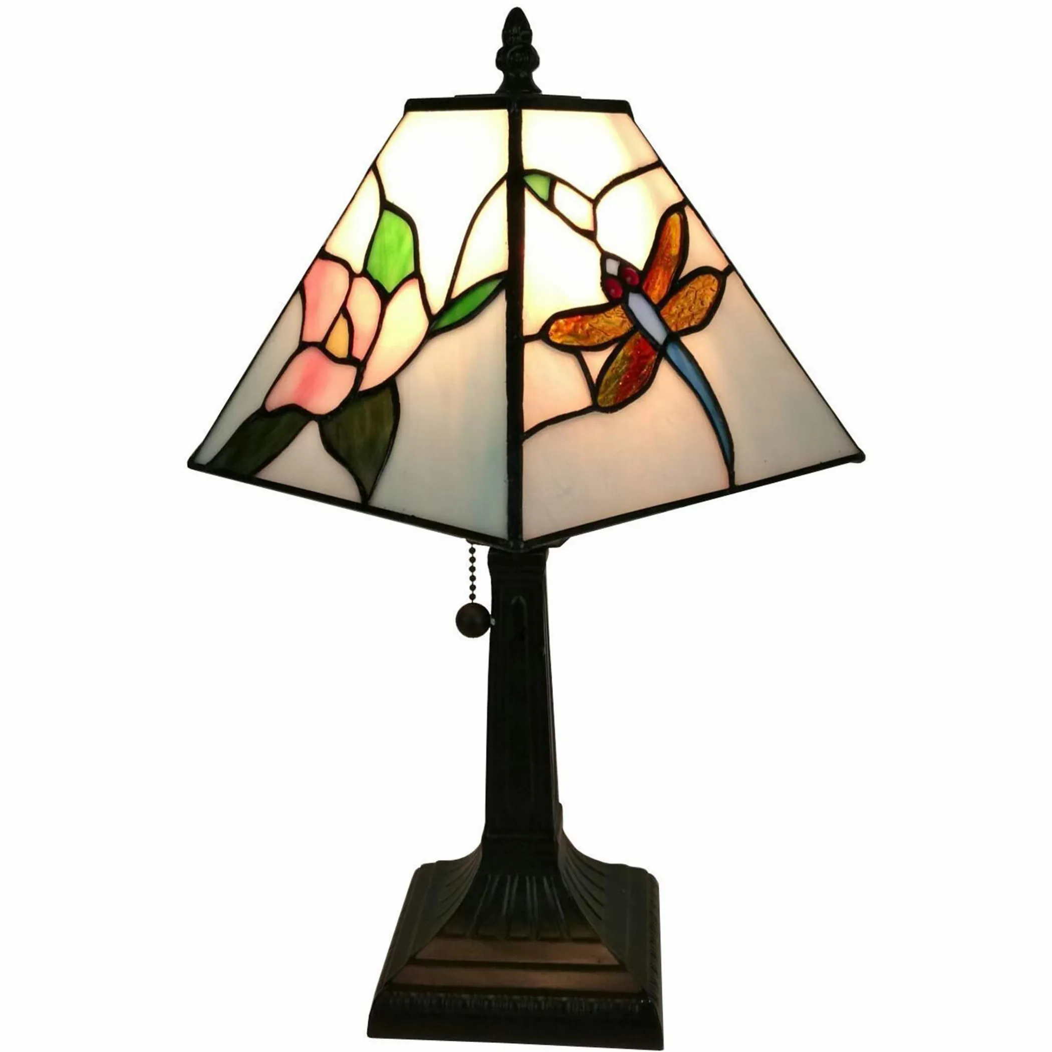 15" Dark Brown Metal Candlestick Table Lamp With White Empire Shade - Image 2