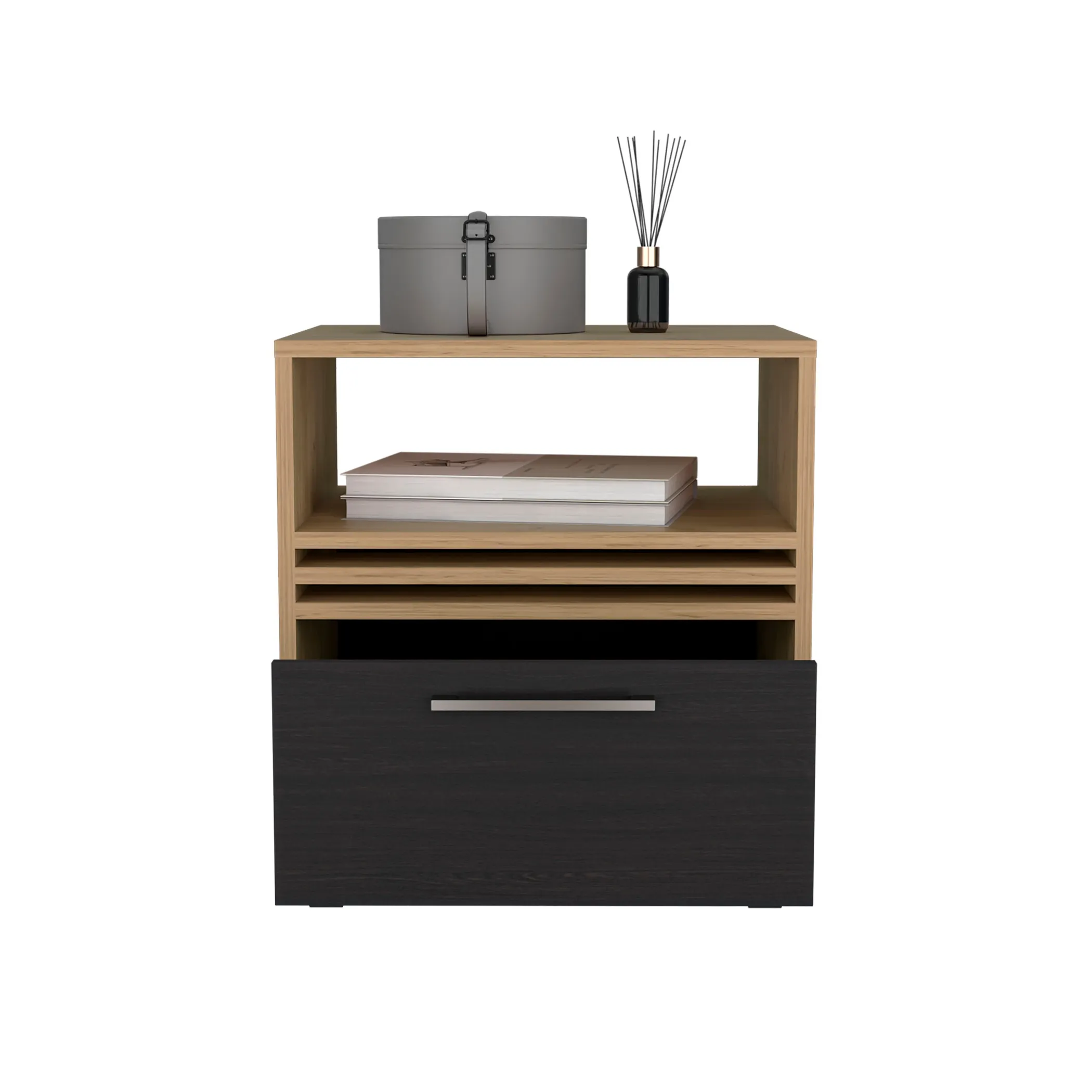 Vance 20" High One Drawer Nightstand, Casters, Mobile, One Shelf, Bedroom Natural Oak - Image 6