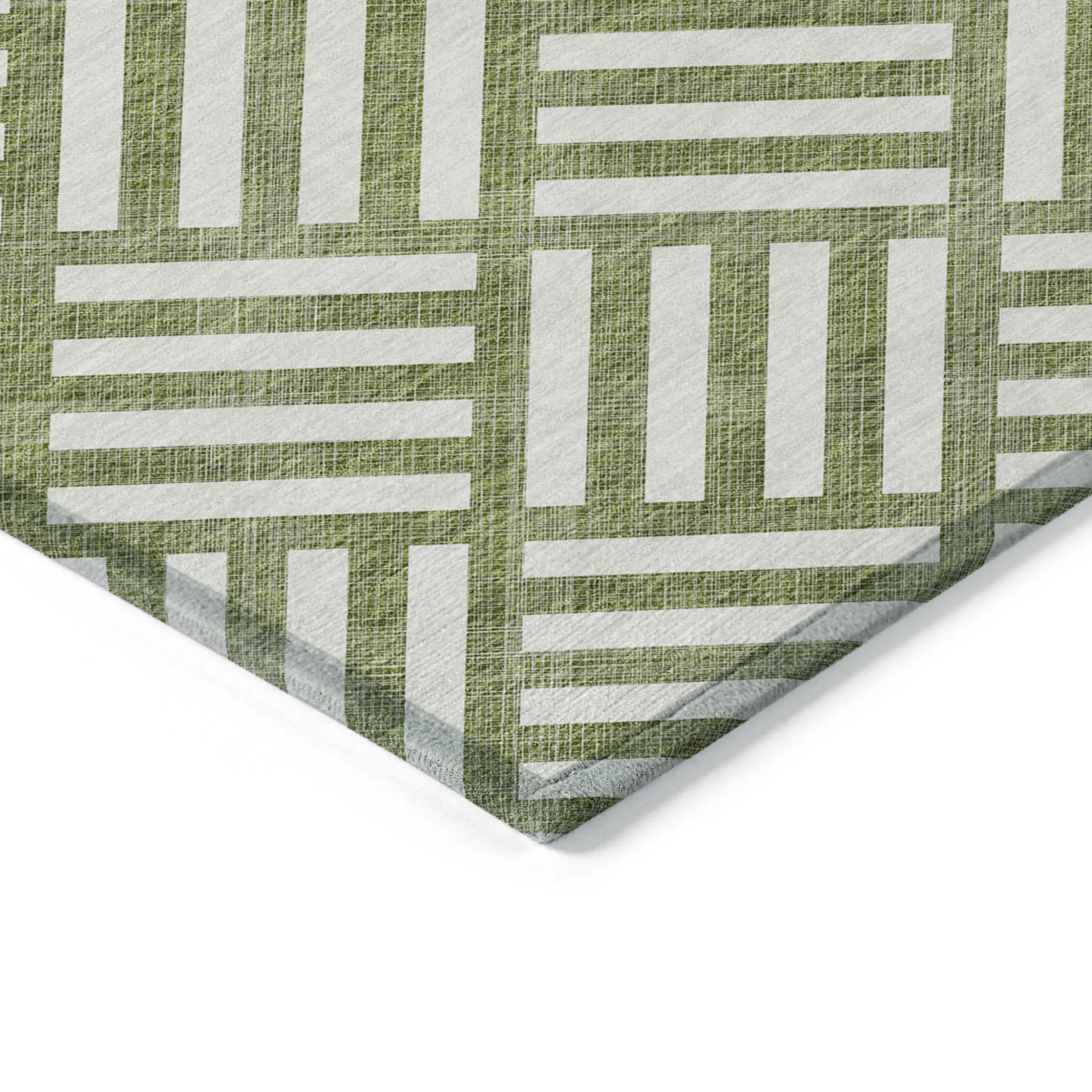 9' X 12' Olive Green And Ivory Geometric Washable Indoor Outdoor Area Rug - Image 4