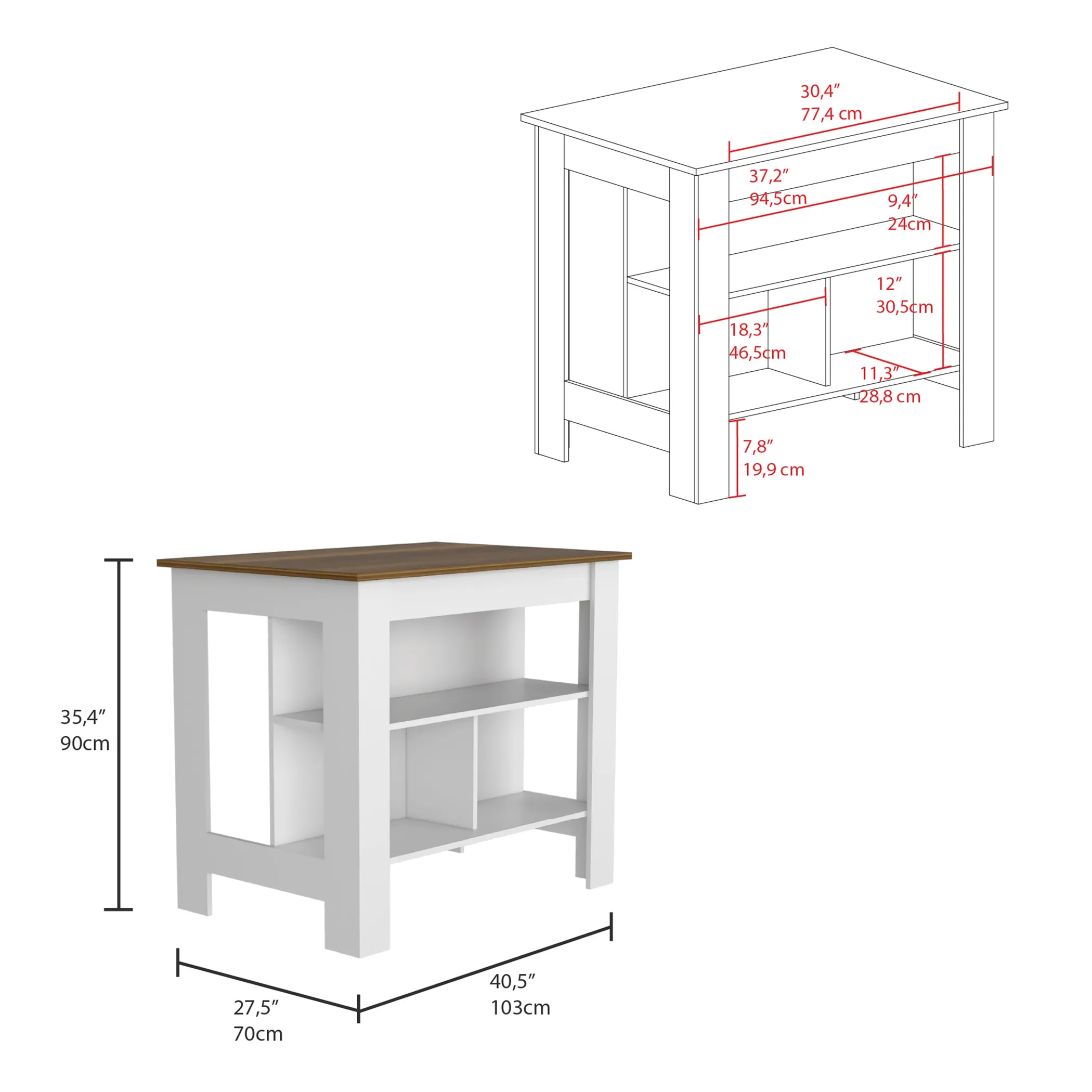 Houston 2 Piece Kitchen Set, Kitchen Island + Kitchen Pantry - Image 5