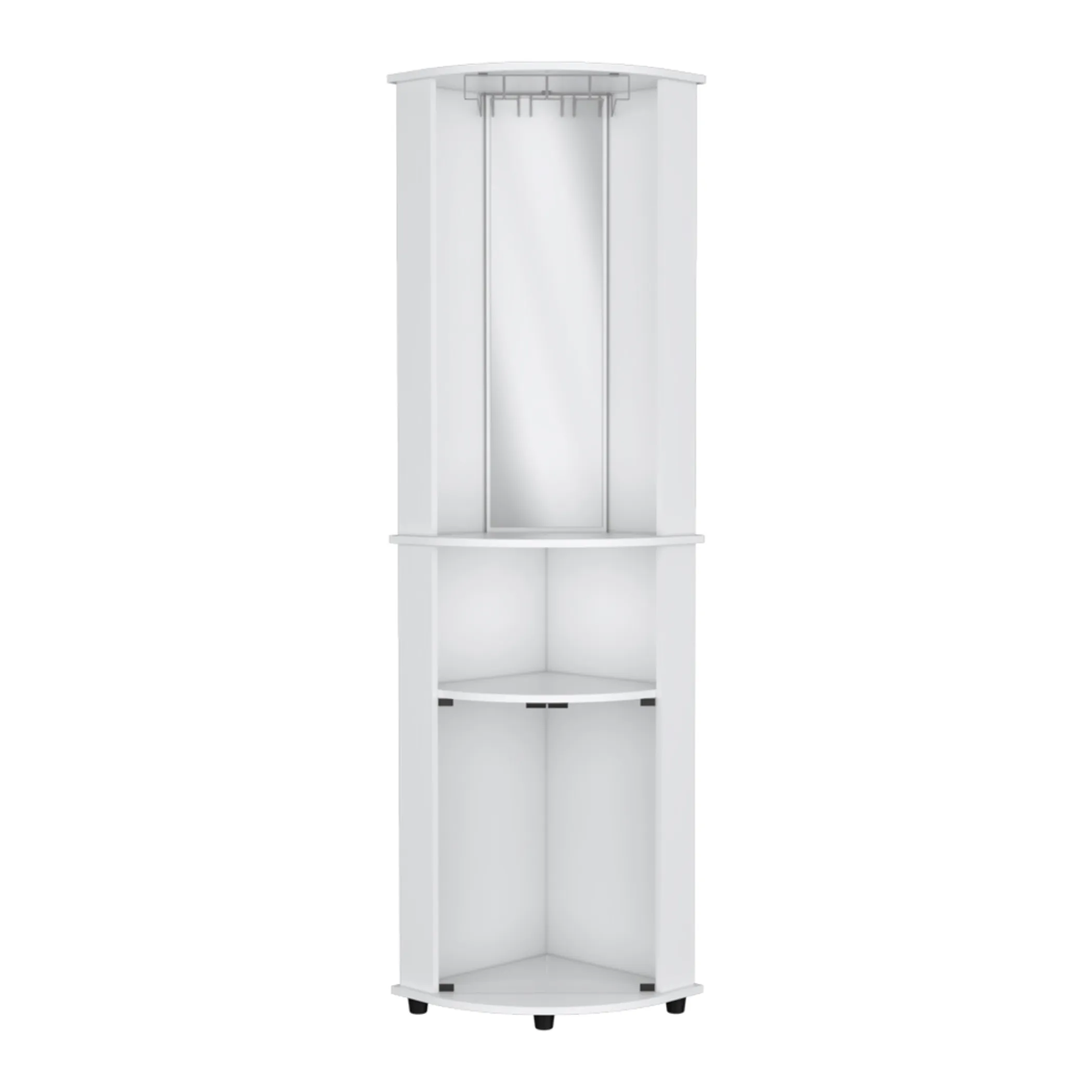 75" White Wood Corner Bar Cabinet With Three Shelves - Image 2