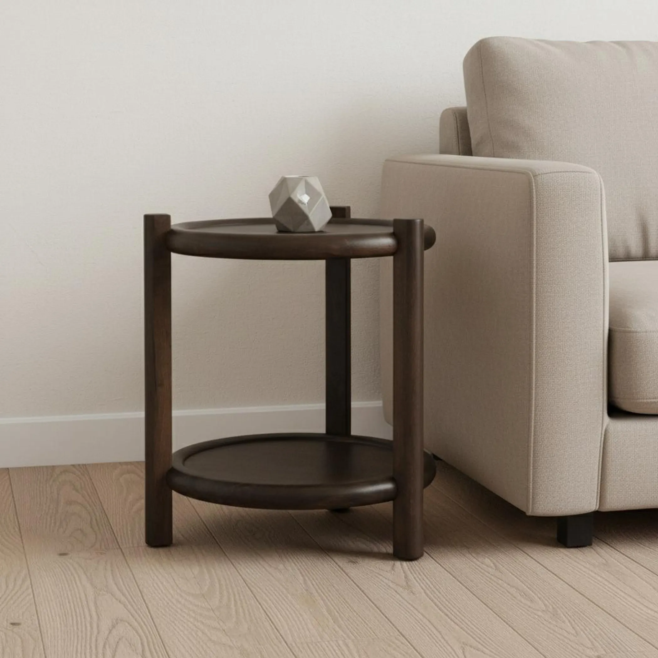 24" Dark Brown Solid Wood Tray Table