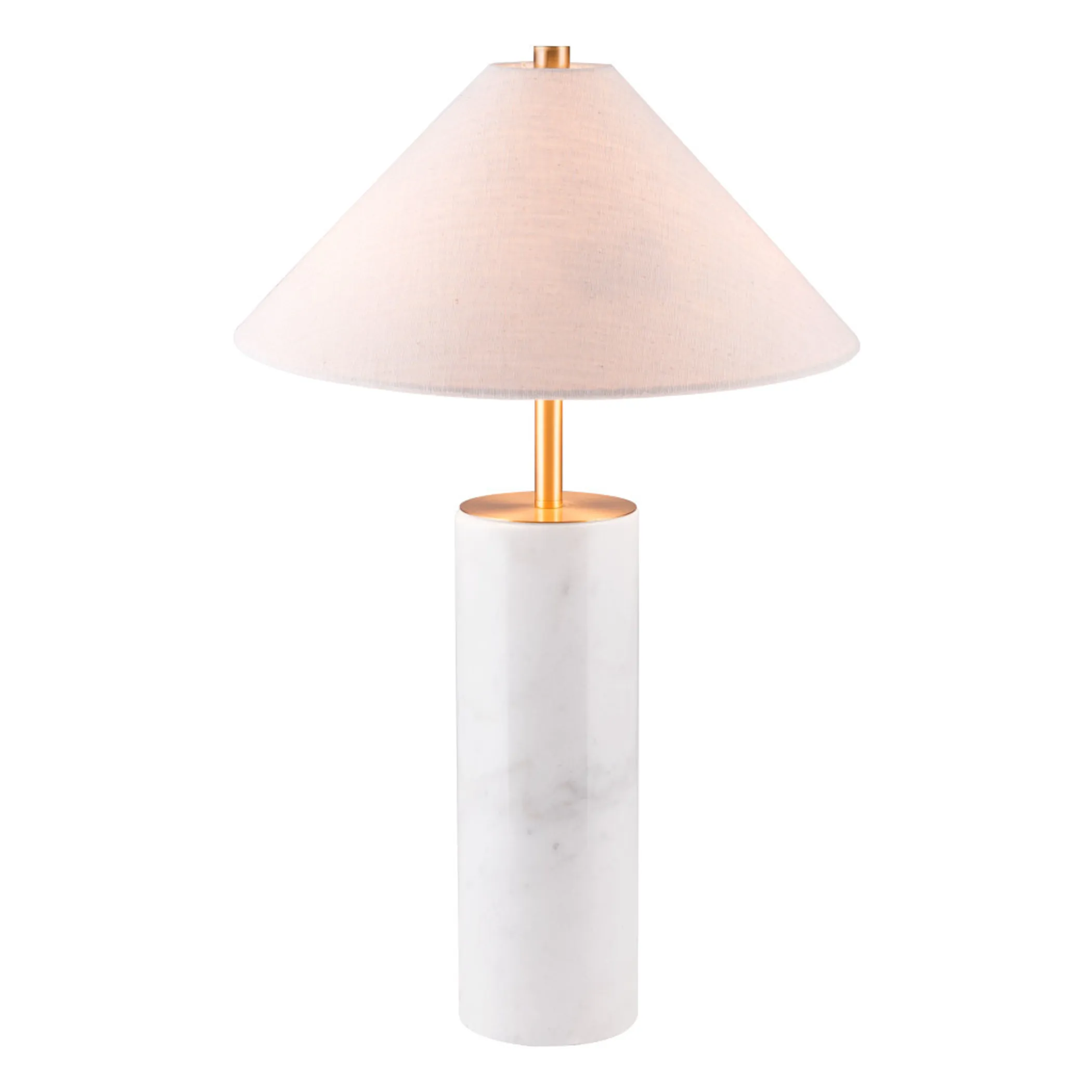 55" White Metal Bedside Table Lamp With Beige Empire Shade - Image 3