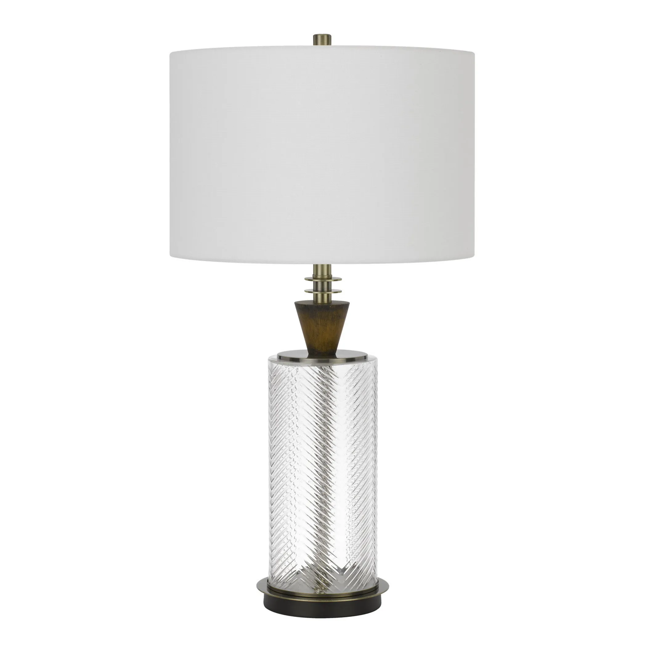 30" Clear Metal Table Lamp With White Empire Shade - Image 2
