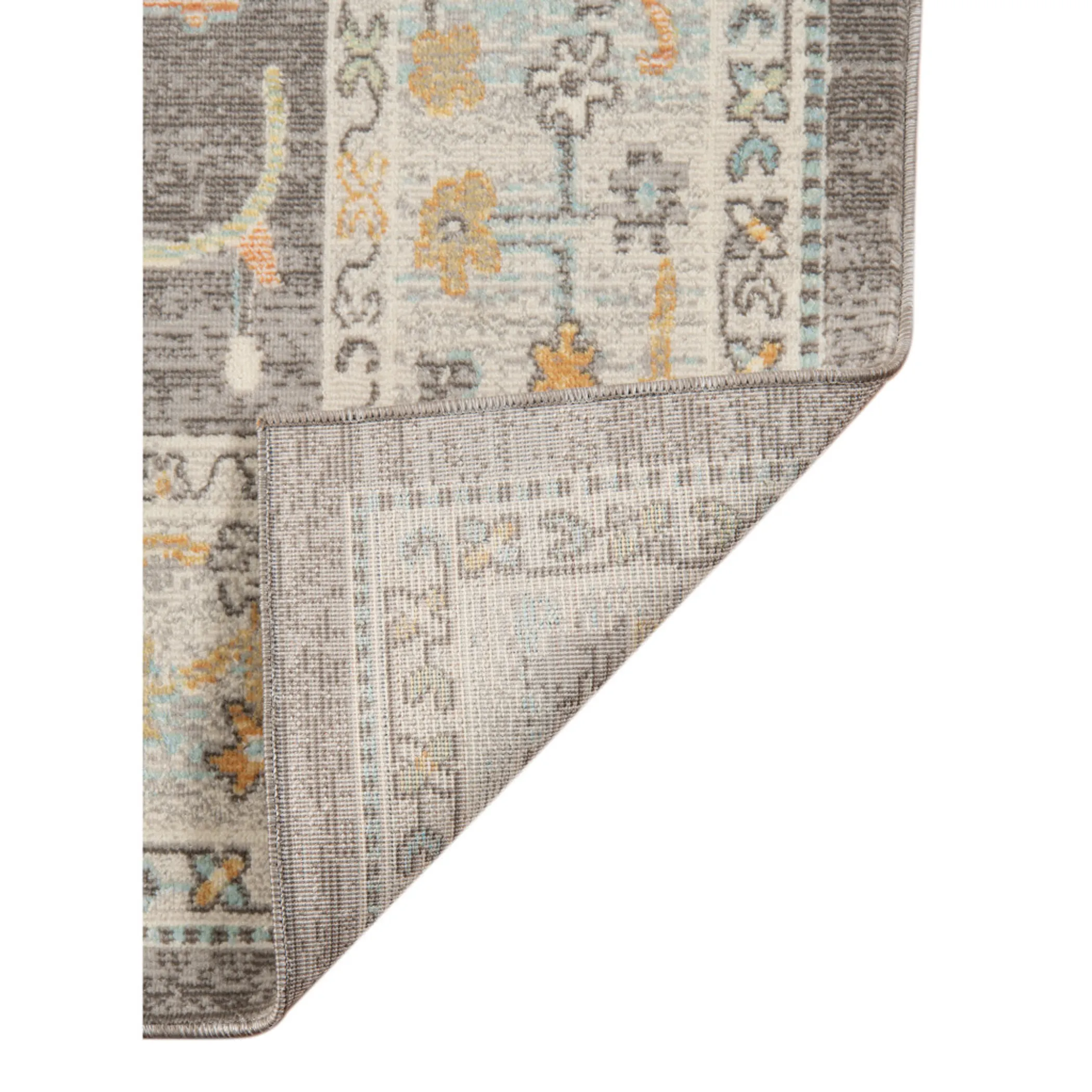 9' X 12' Gray and Orange Floral Stain Resistant Indoor Outdoor Area Rug - Image 5