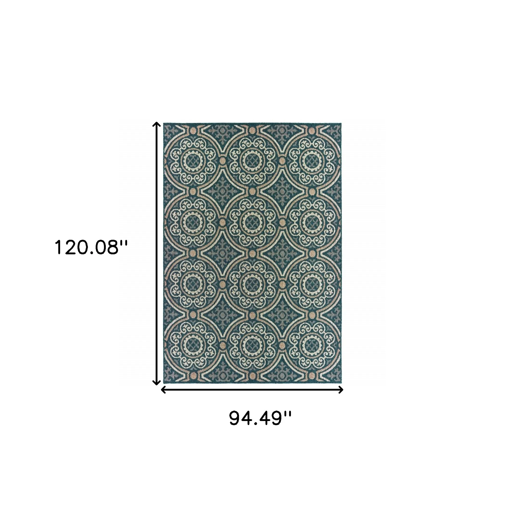 8' x 10' Blue and Gray Geometric Stain Resistant Indoor Outdoor Area Rug - Image 6
