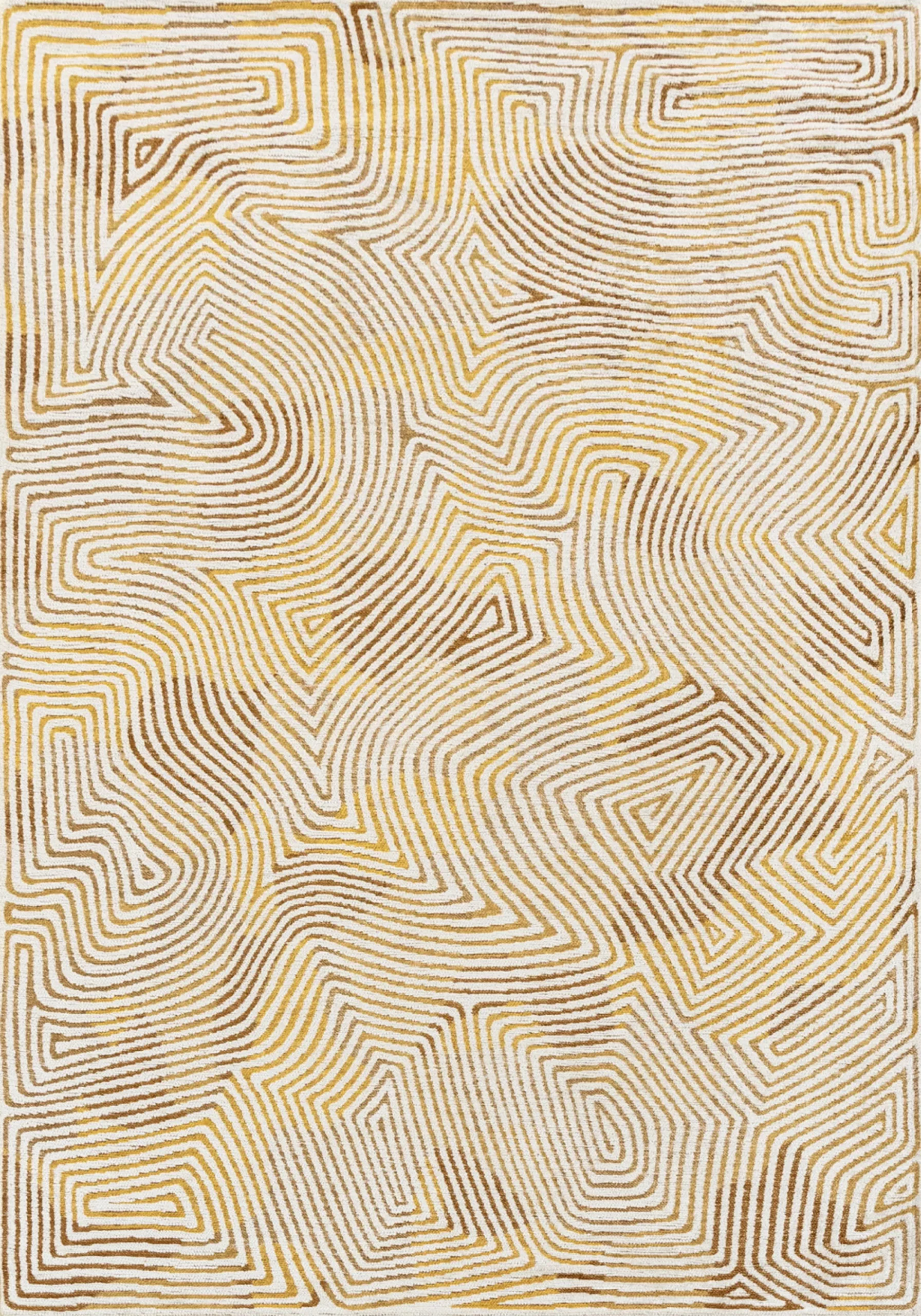 2' X 5' Beige Gold And Brown Geometric Washable Area Rug With UV Protection - Image 2