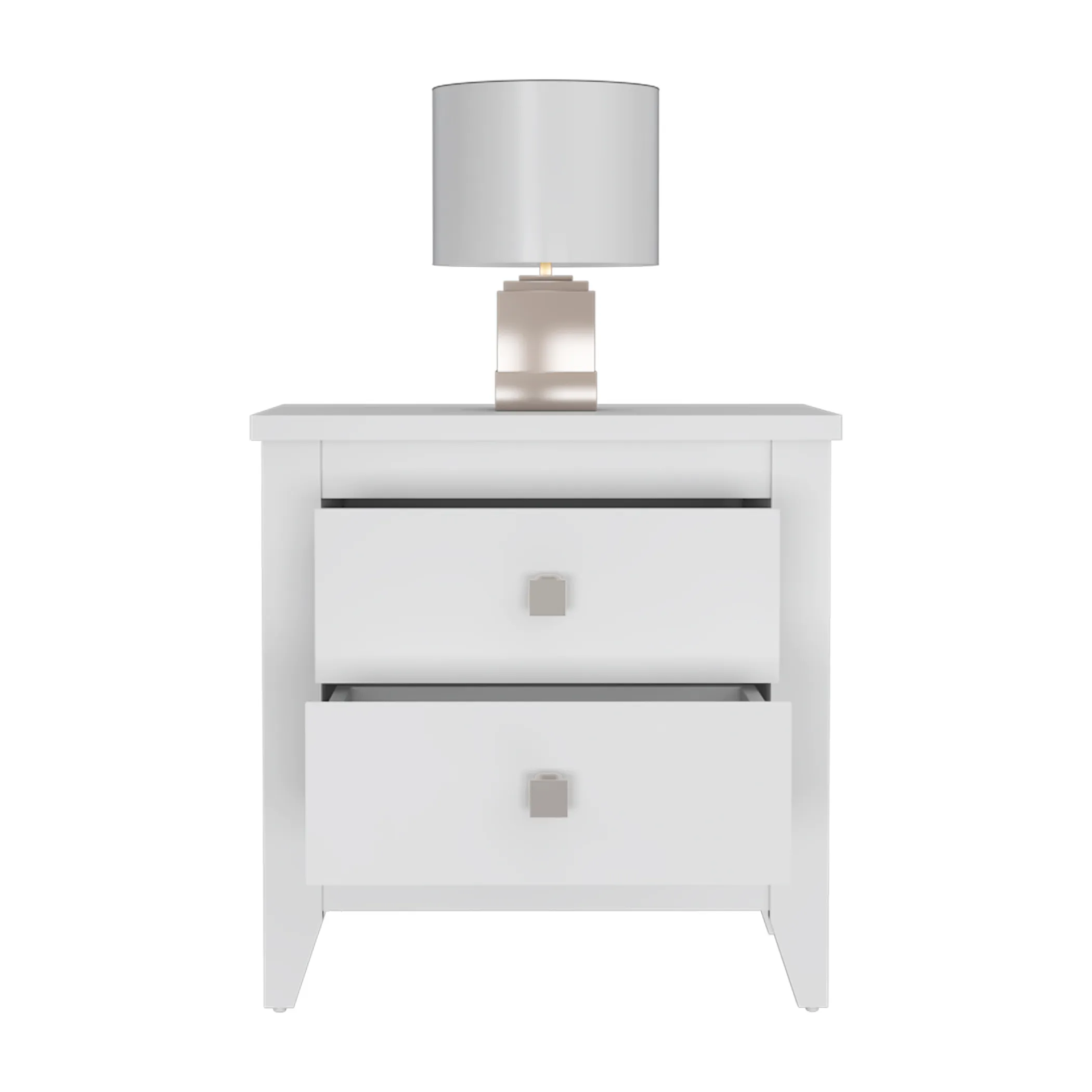 24" White Two Drawer Faux Wood Nightstand - Image 4