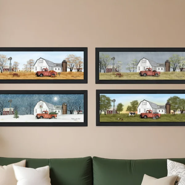 Set Of Four Billy Jacobs Four Seasons Collection VII 2 Black Framed Print Wall Art