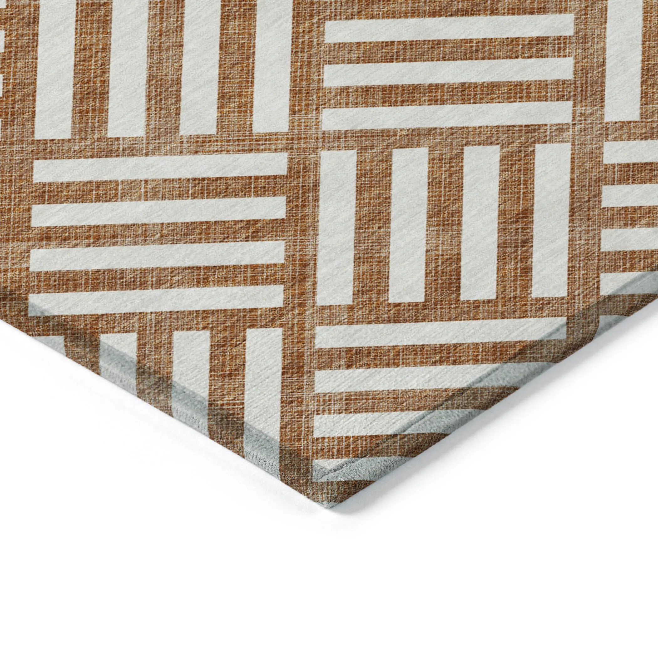 9' X 12' Orange And Ivory Geometric Washable Indoor Outdoor Area Rug - Image 4