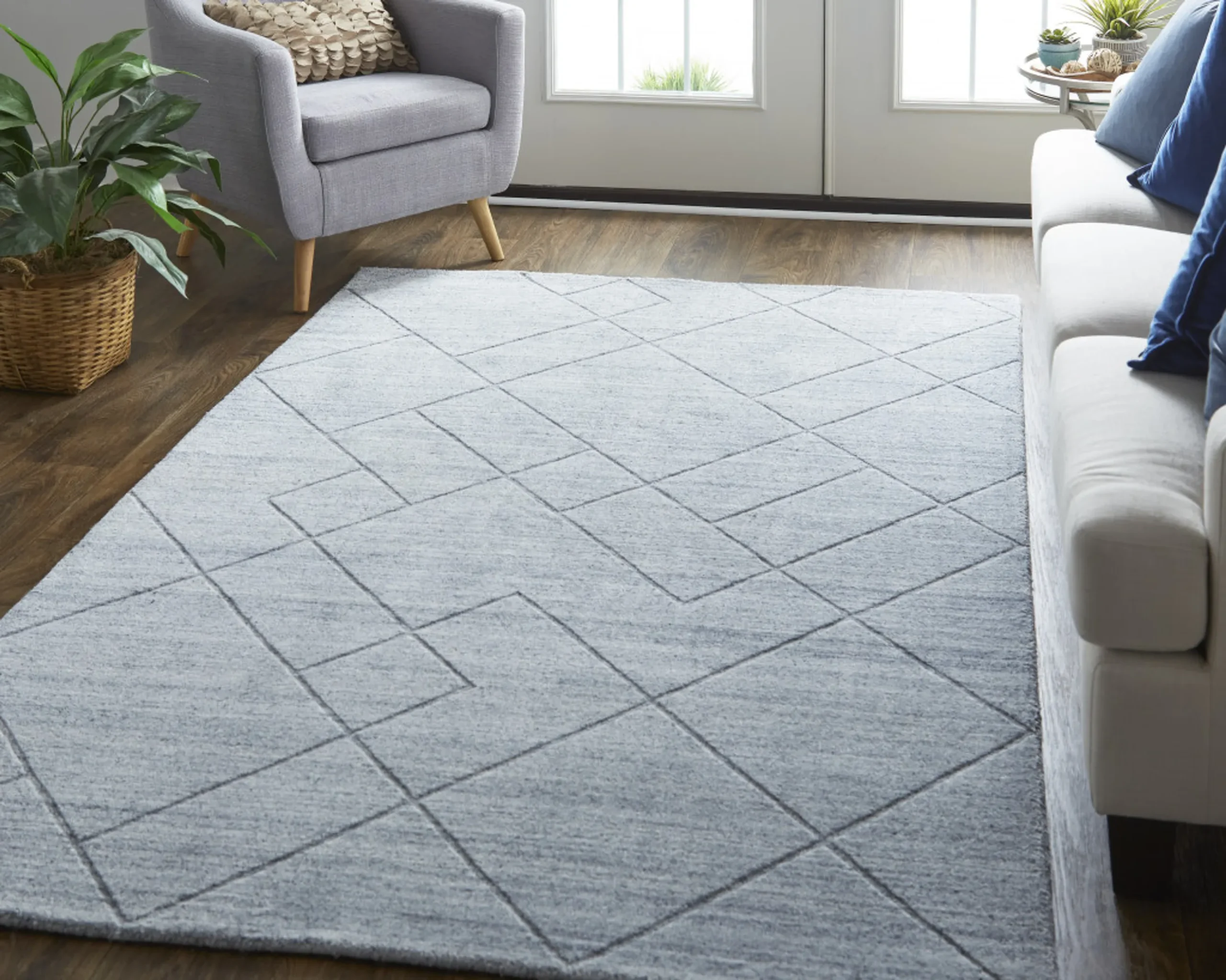 8' X 10' Ivory And Silver Striped Hand Woven Area Rug - Image 4