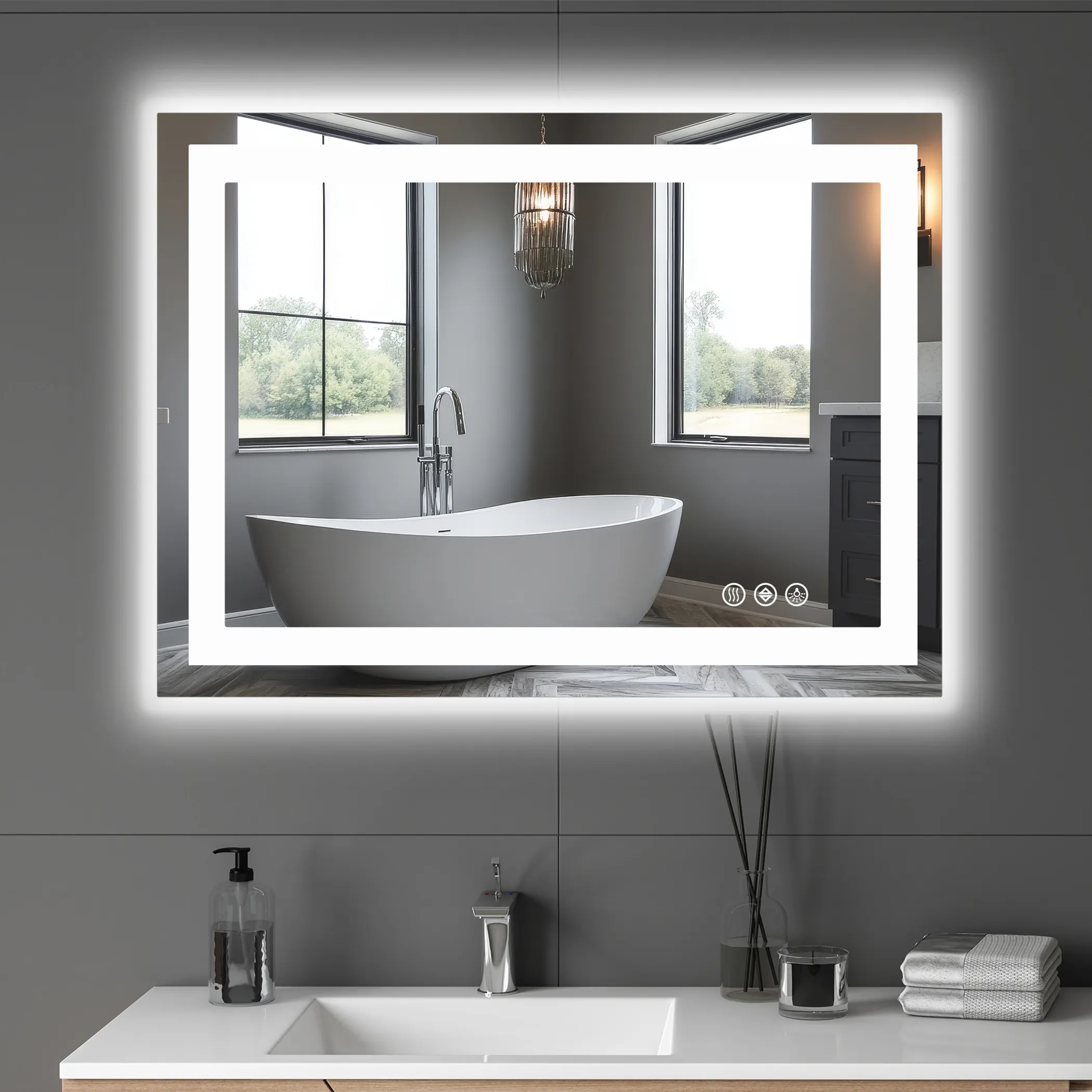 Lighted Frameless Bathroom Vanity Mirror - Image 4