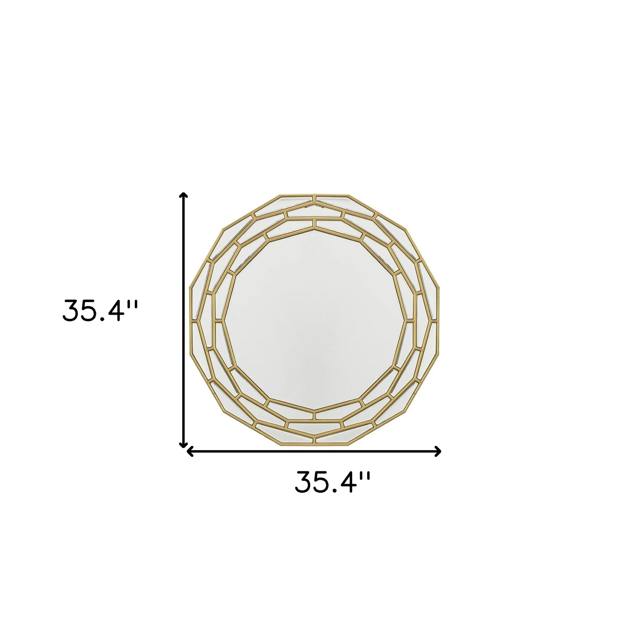 35" Gold Round Framed Accent Mirror - Image 5