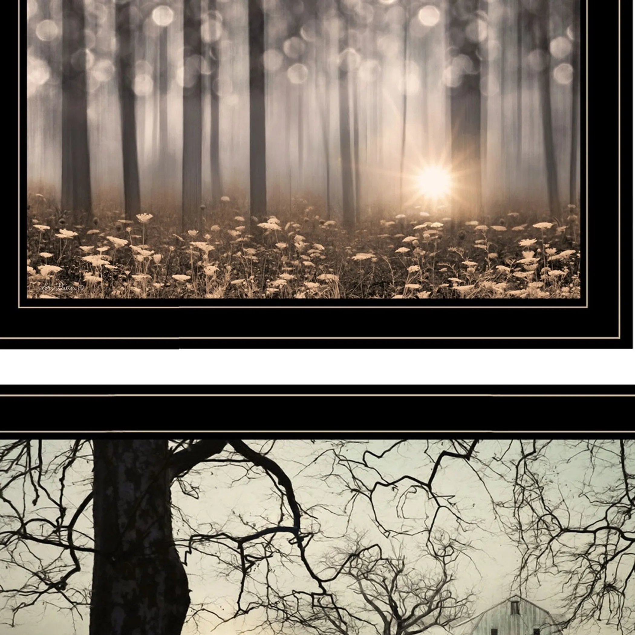 Set Of Two Enchanted Sunrise 2 Black Framed Print Wall Art - Image 4