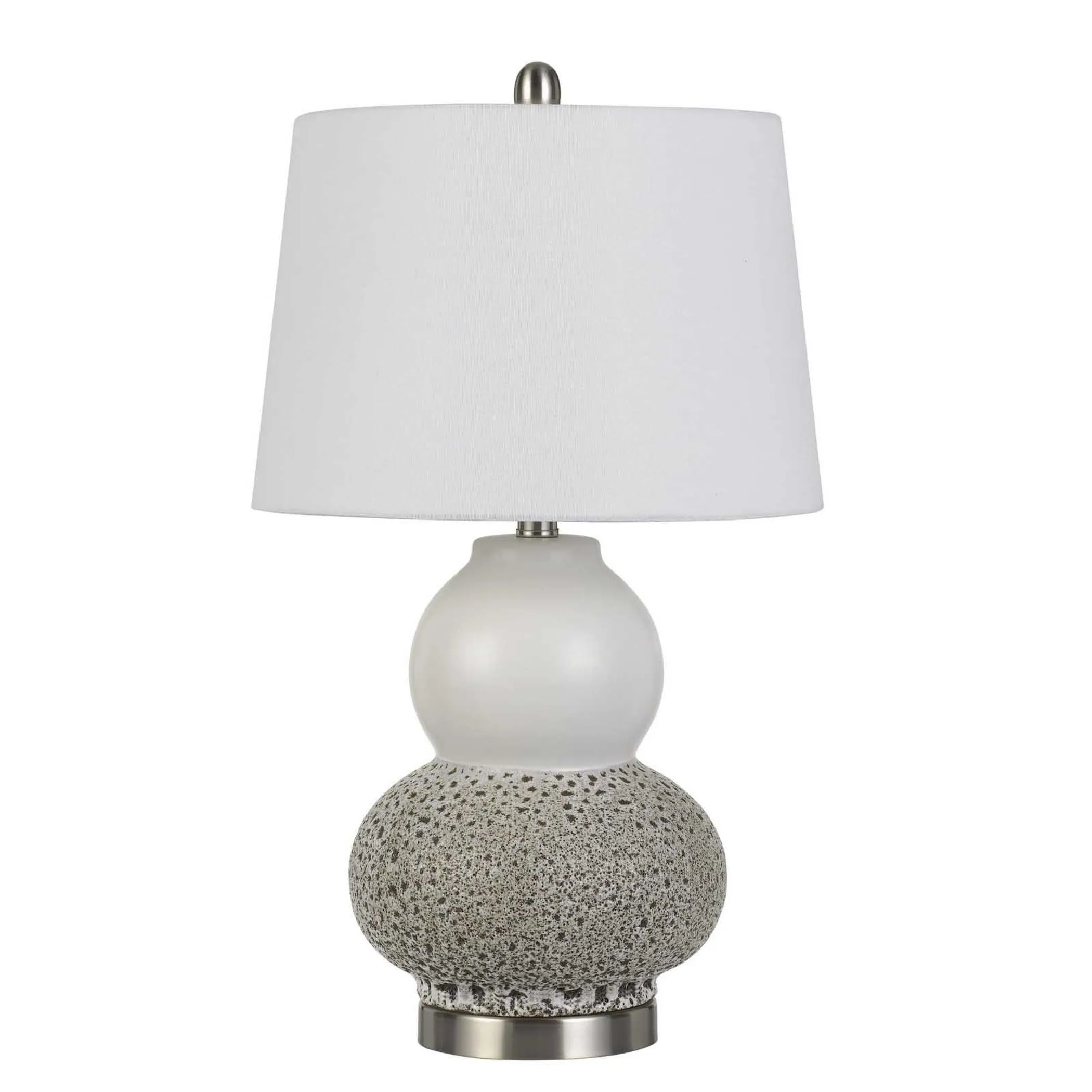 Set Of Two 24" Silver Metal Two Light Desk Table Lamps With White Globe Shade - Image 2