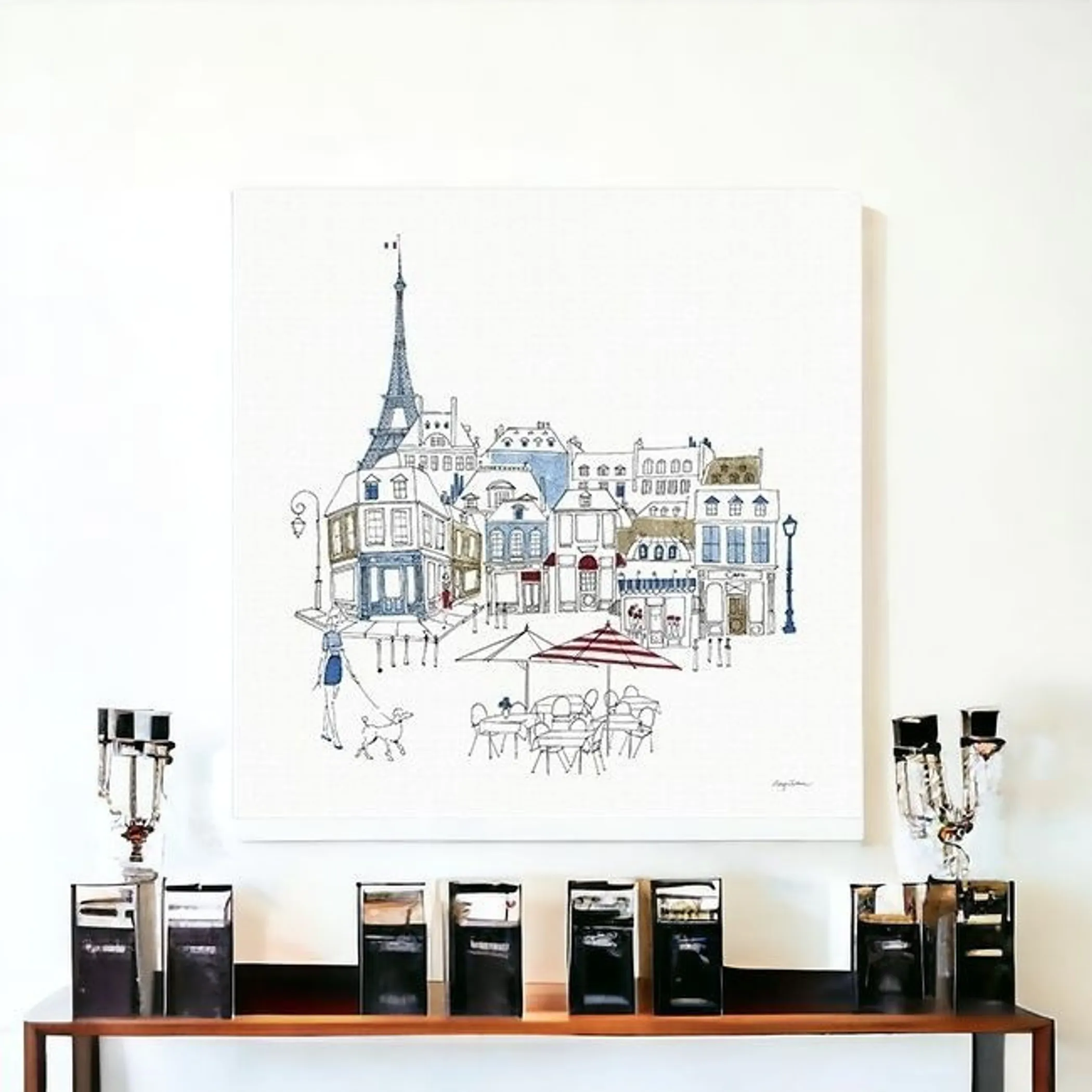 French Caf With Red And Blue Accents Unframed Print Wall Art - Image 4