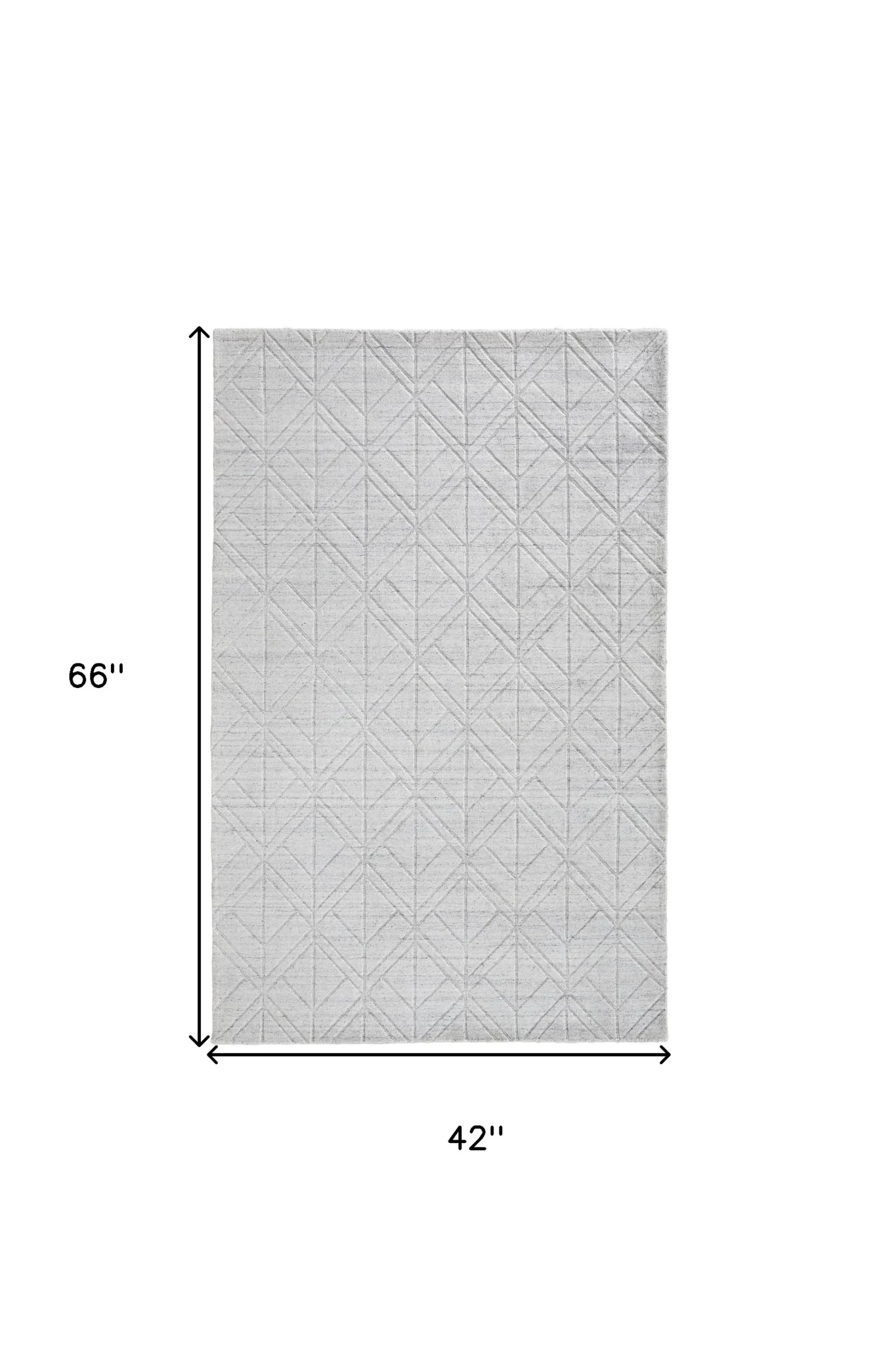 4' X 6' White and Silver Geometric Hand Woven Area Rug - Image 3