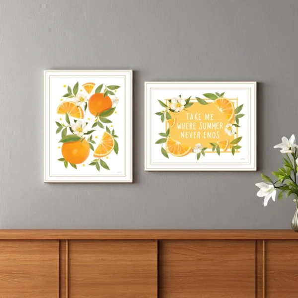 Set Of Two Take Me Where Summer Never Ends White Framed Wall Art