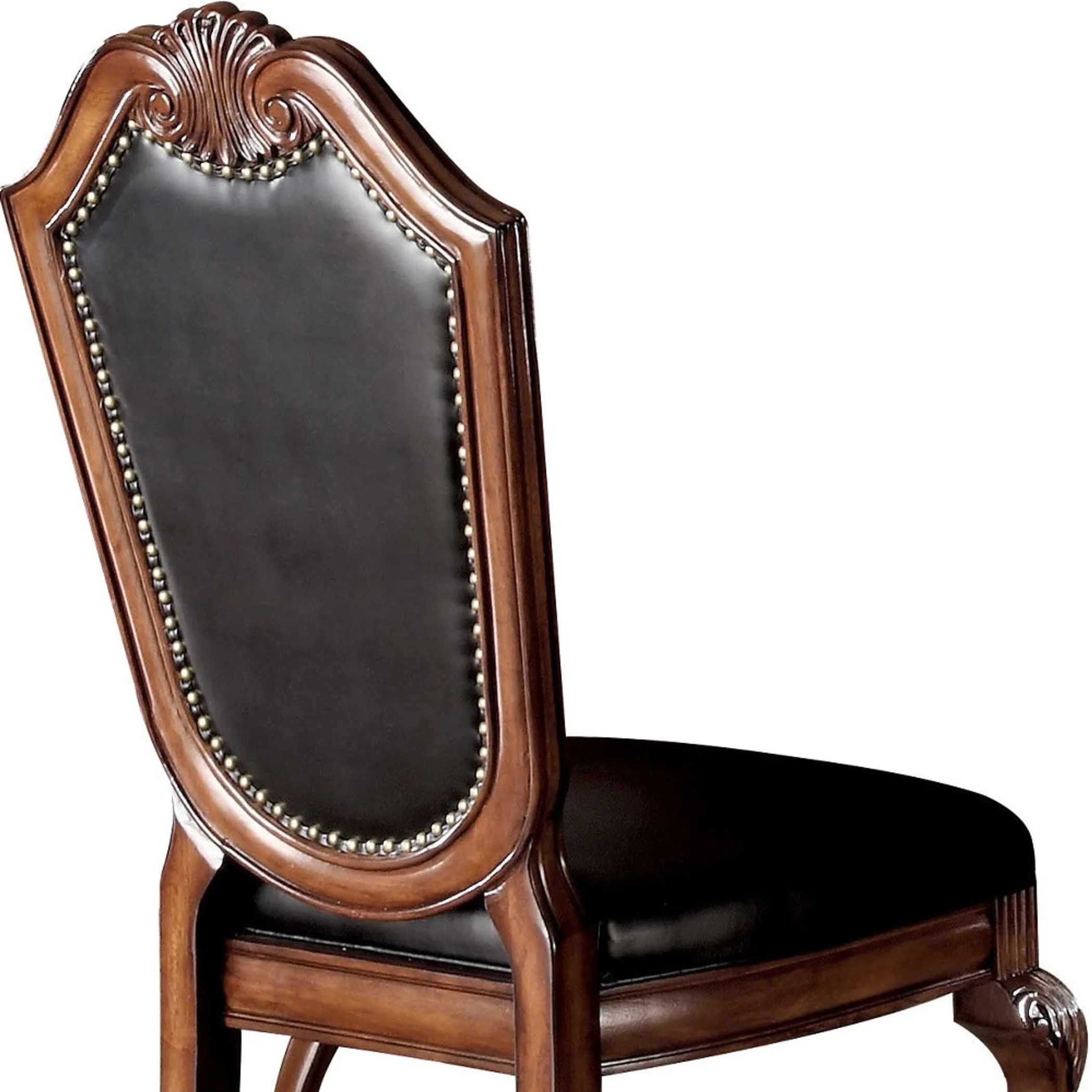 Set of Two Upholstered Faux Leather And Solid Wood Dining Side Chairs - Image 5