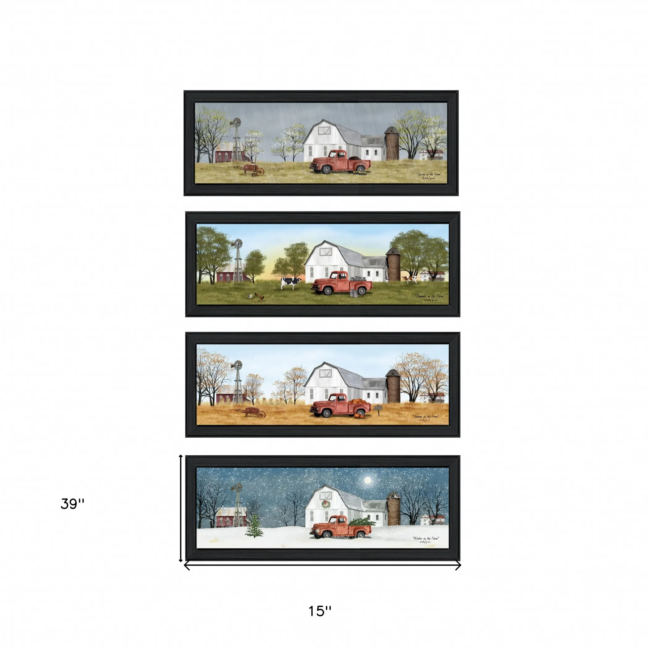 Set Of Four Billy Jacobs Four Seasons Collection VII 2 Black Framed Print Wall Art - Image 5