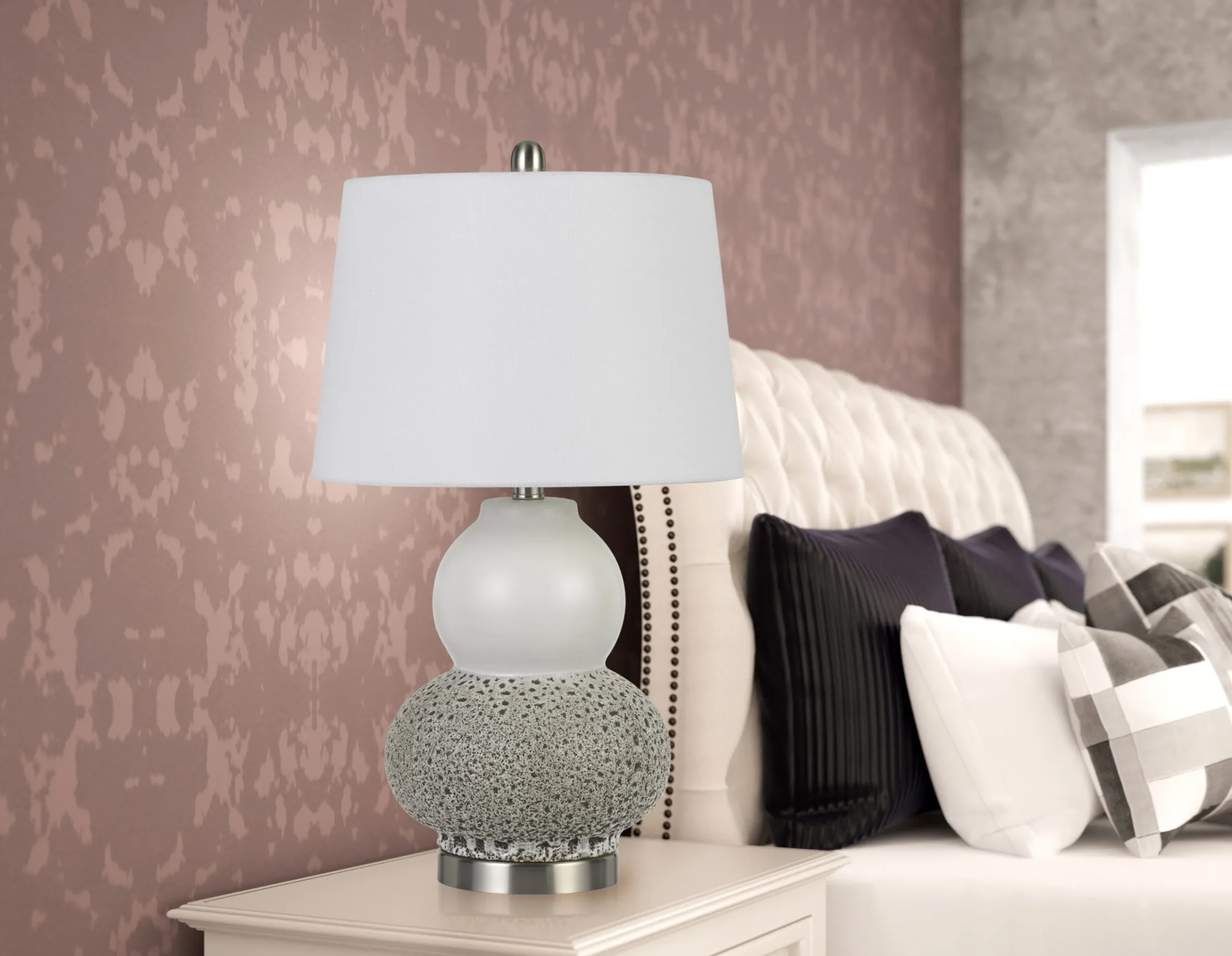 Set Of Two 24" Silver Metal Two Light Desk Table Lamps With White Globe Shade - Image 5