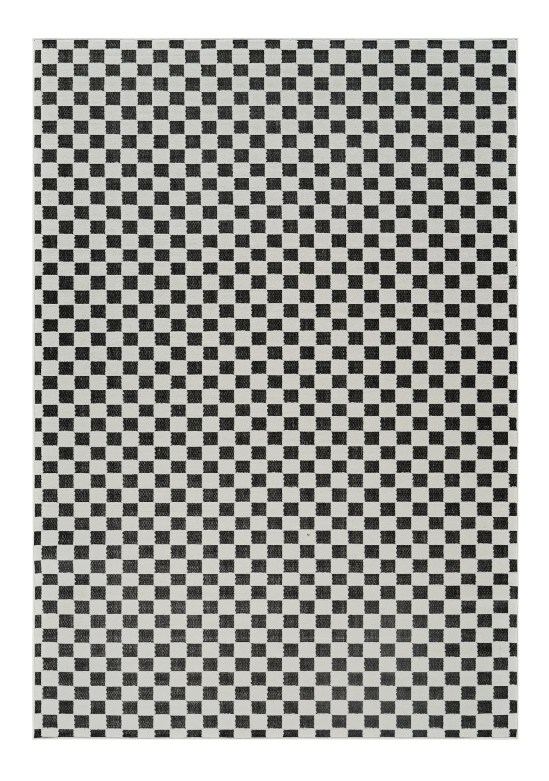 6' X 9' Black and White Geometric Distressed Indoor Outdoor Area Rug - Image 2