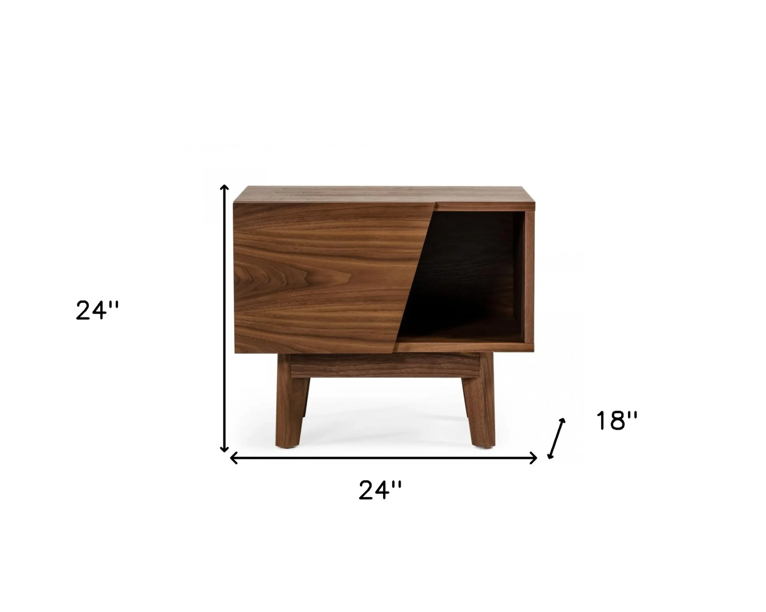 Mid Century Walnut Light Brown Nightstand with One Drawer and One Shelf - Image 5