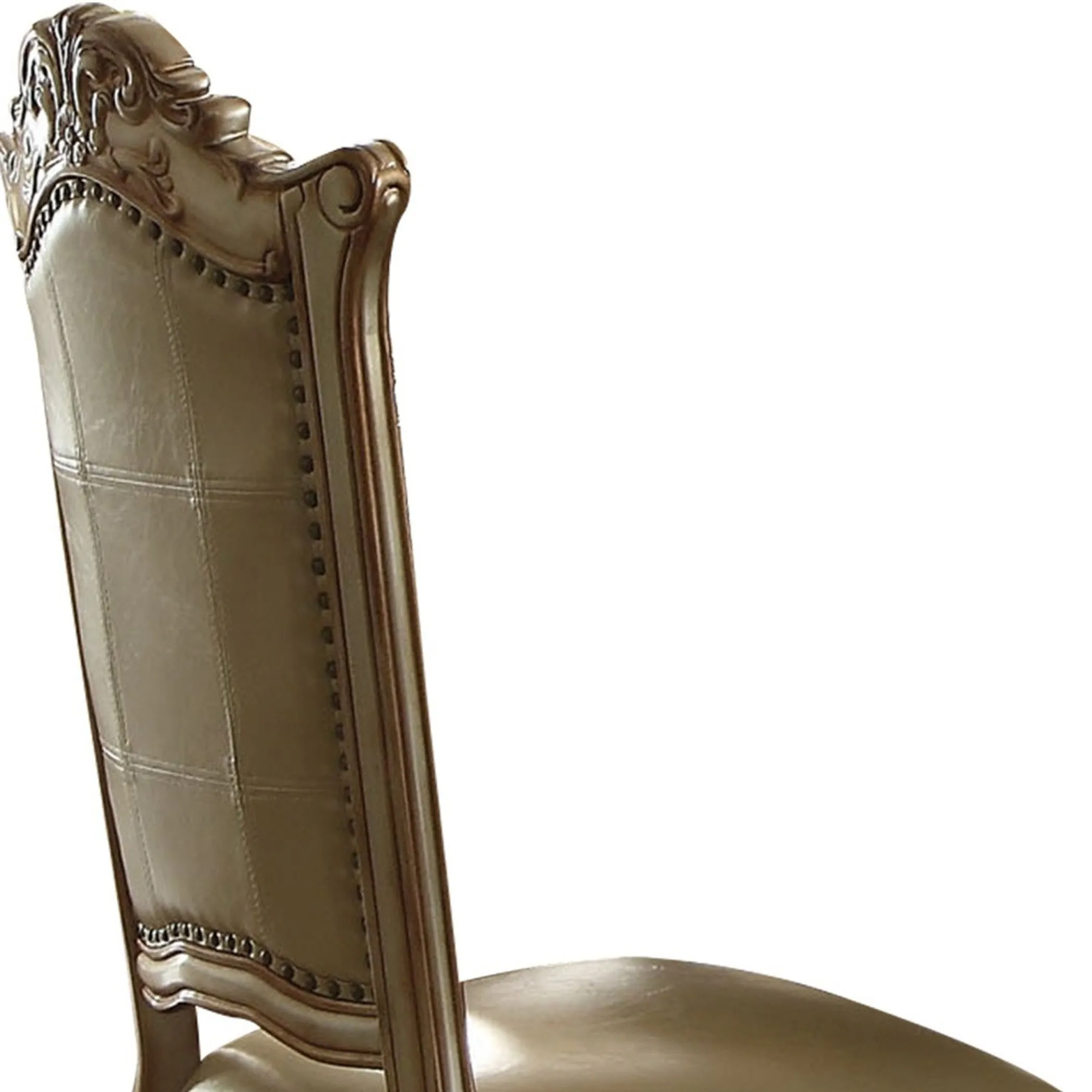 Set of Two Upholstered Faux Leather And Wood Dining Side Chairs - Image 4