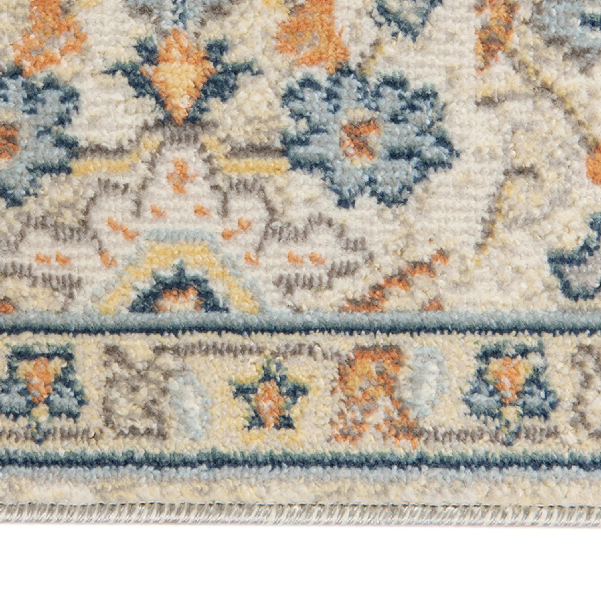 9' X 12' Blue and Orange Medallion Stain Resistant Indoor Outdoor Area Rug - Image 6
