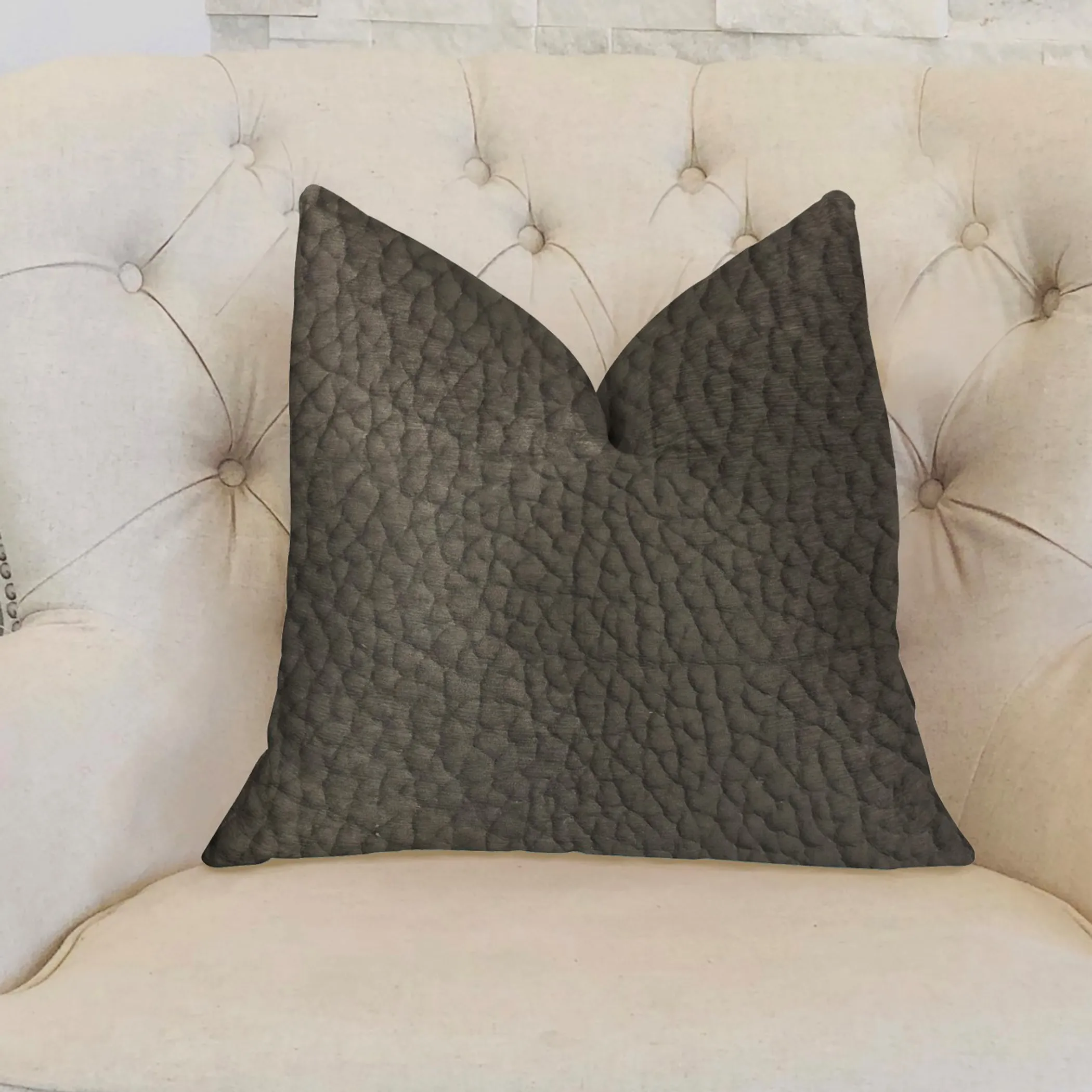 Plutus Modern Black Black Artificial Leather Luxury Throw Pillow - Image 2