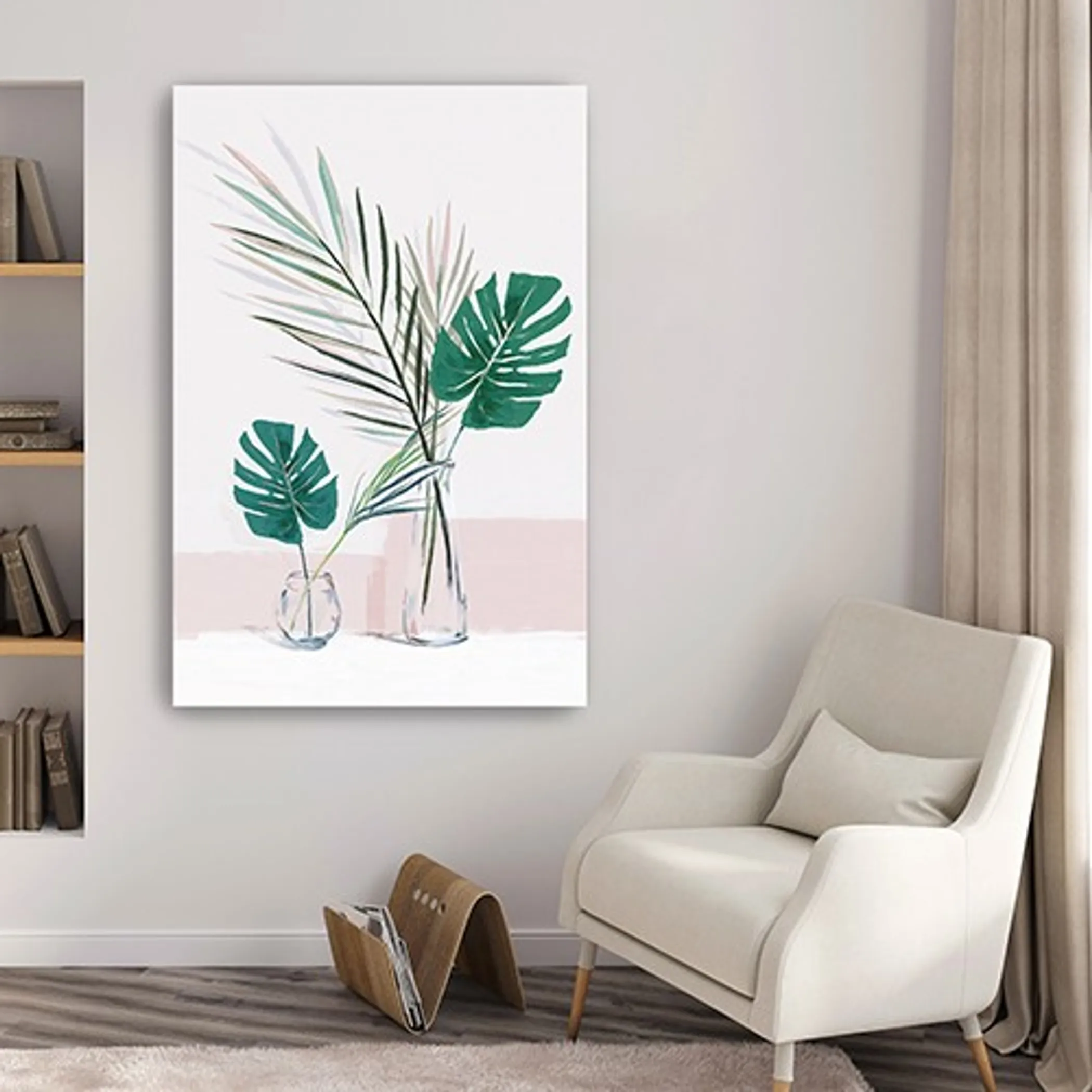 Pretty Green Foliage Leaves Pink Unframed Print Wall Art - Image 4