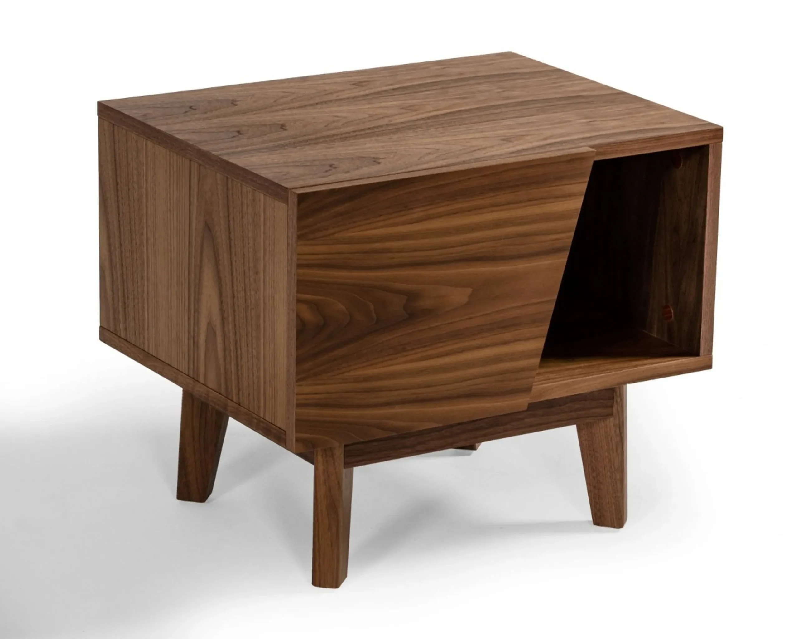 Mid Century Walnut Light Brown Nightstand with One Drawer and One Shelf - Image 2