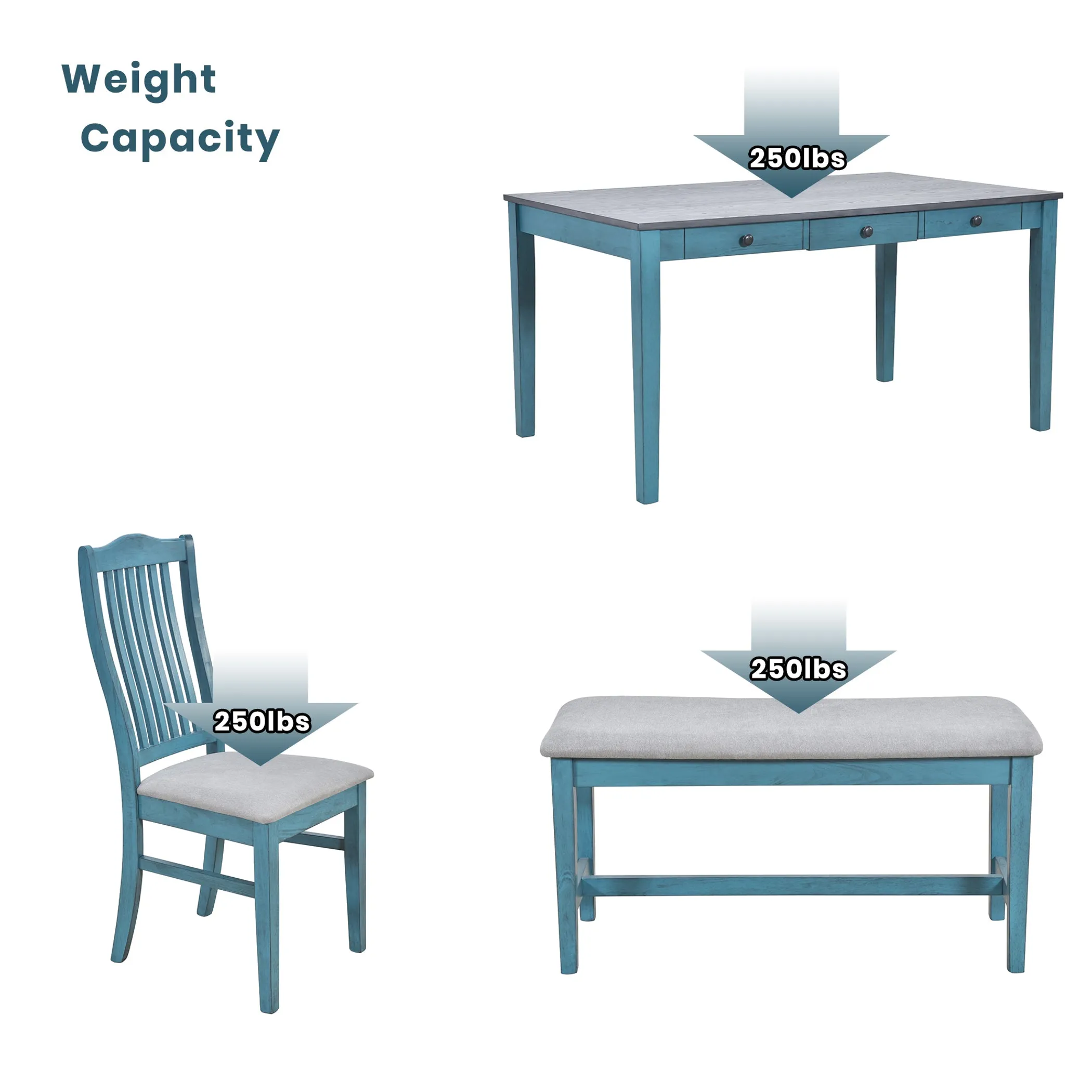 Mid-Century 6-Piece Wood Dining Table Set - Image 6