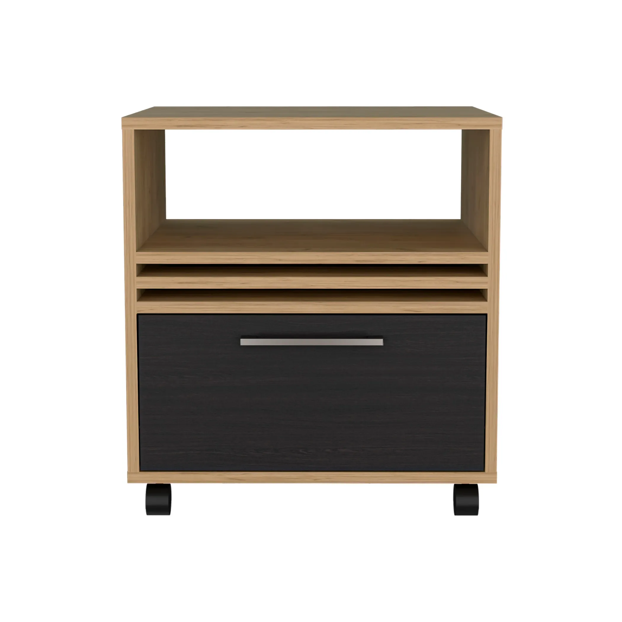 Vance 20" High One Drawer Nightstand, Casters, Mobile, One Shelf, Bedroom Natural Oak - Image 5
