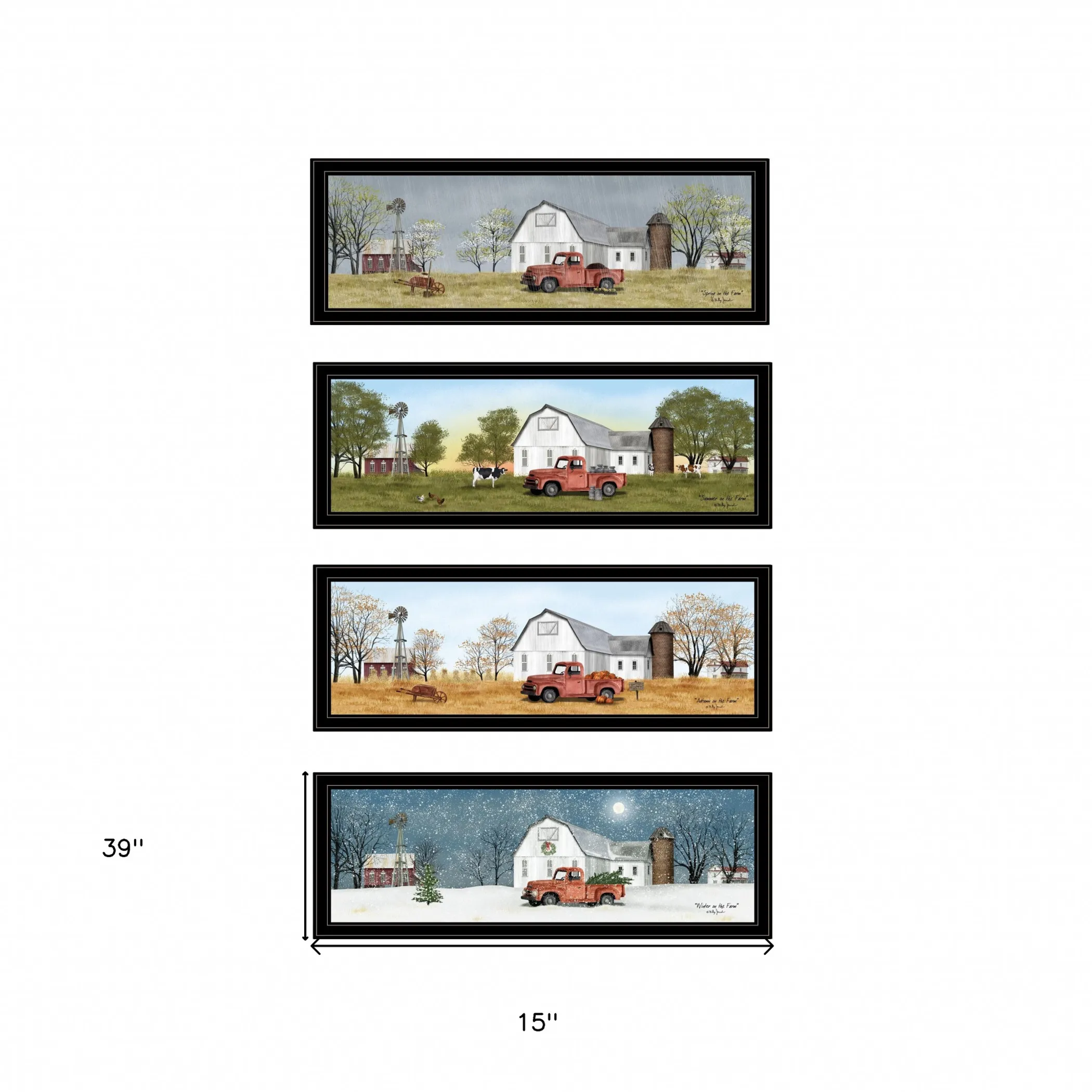 Set Of Four Billy Jacobs Four Seasons Collection VII 3 Black Framed Print Wall Art - Image 5