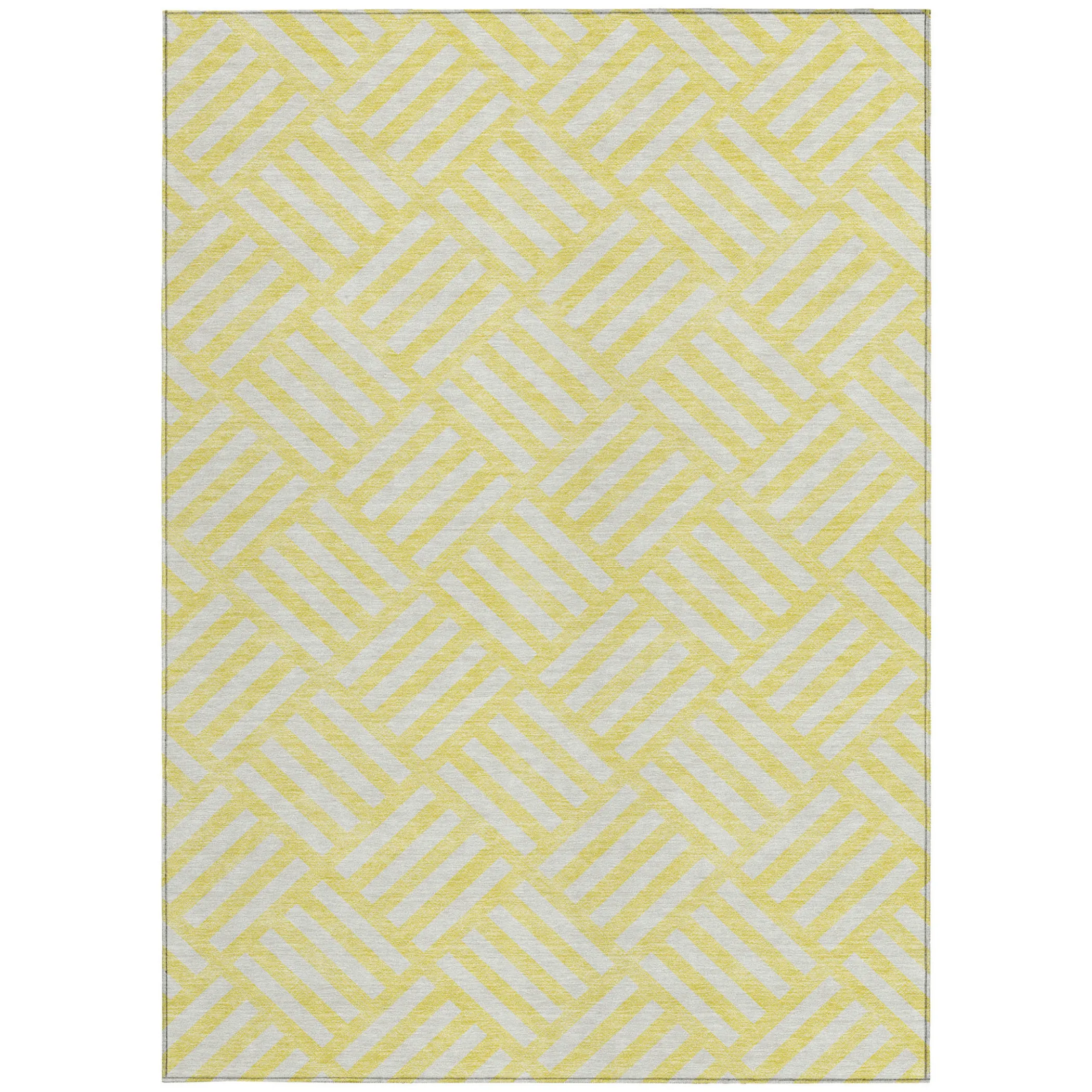 10' X 14' Yellow And Ivory Geometric Washable Indoor Outdoor Area Rug - Image 6